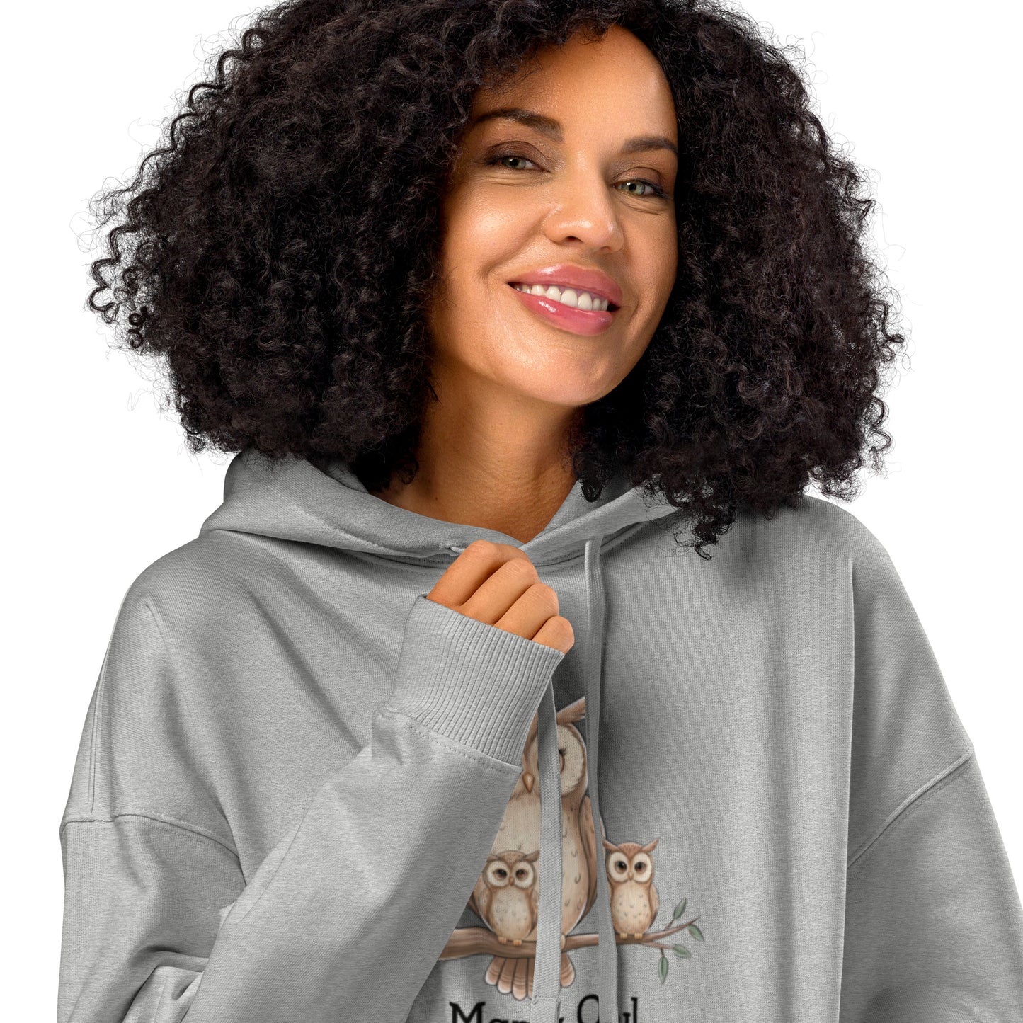 Unisex Organic Relaxed Hoodie – Owl-Themed Eco-Friendly & Sustainable Dudeily