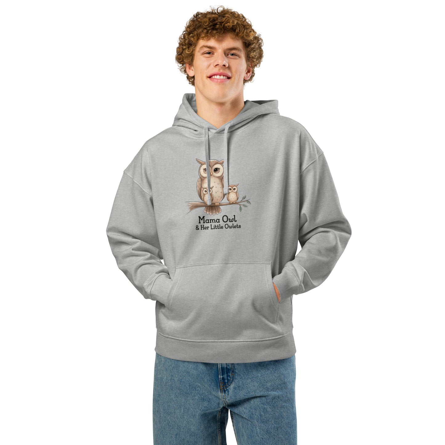 Unisex Organic Relaxed Hoodie – Owl-Themed Eco-Friendly & Sustainable Dudeily