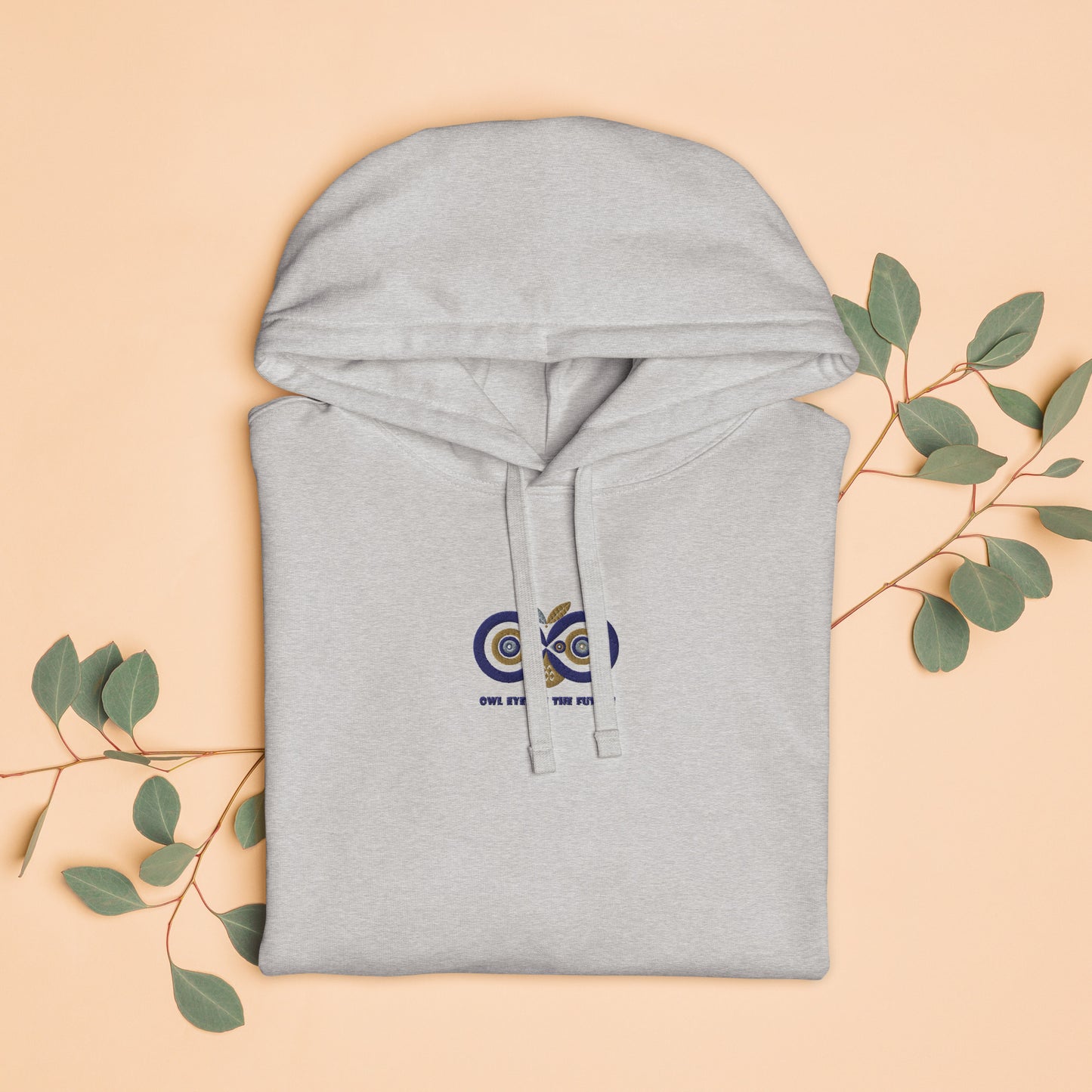 Unisex Organic Relaxed Hoodie: Owl Eyes on the Future | Embroidered Owl Sustainable Fashion Dudeily