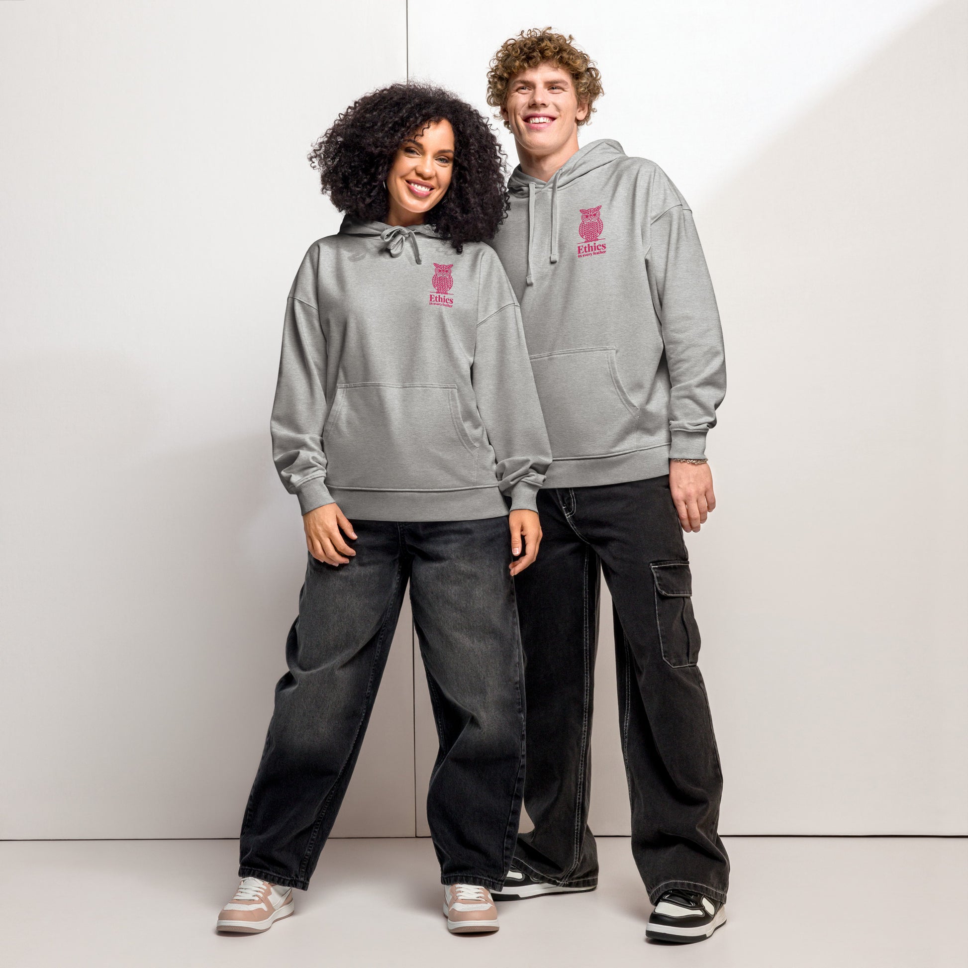 Owl Unisex Organic Relaxed Hoodie – "Ethics in Every Feather" | Sustainable Fashion Dudeily