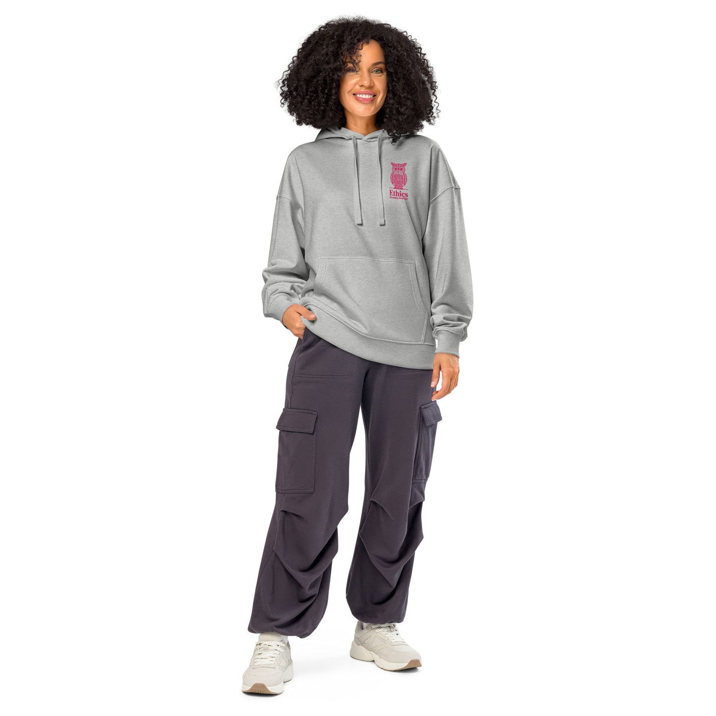 Owl Unisex Organic Relaxed Hoodie – "Ethics in Every Feather" | Sustainable Fashion Heather Grey Dudeily
