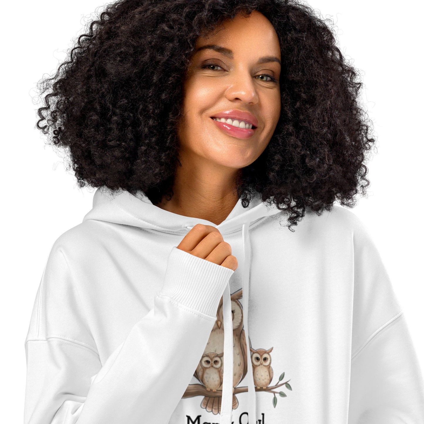 Unisex Organic Relaxed Hoodie – Owl-Themed Eco-Friendly & Sustainable Dudeily