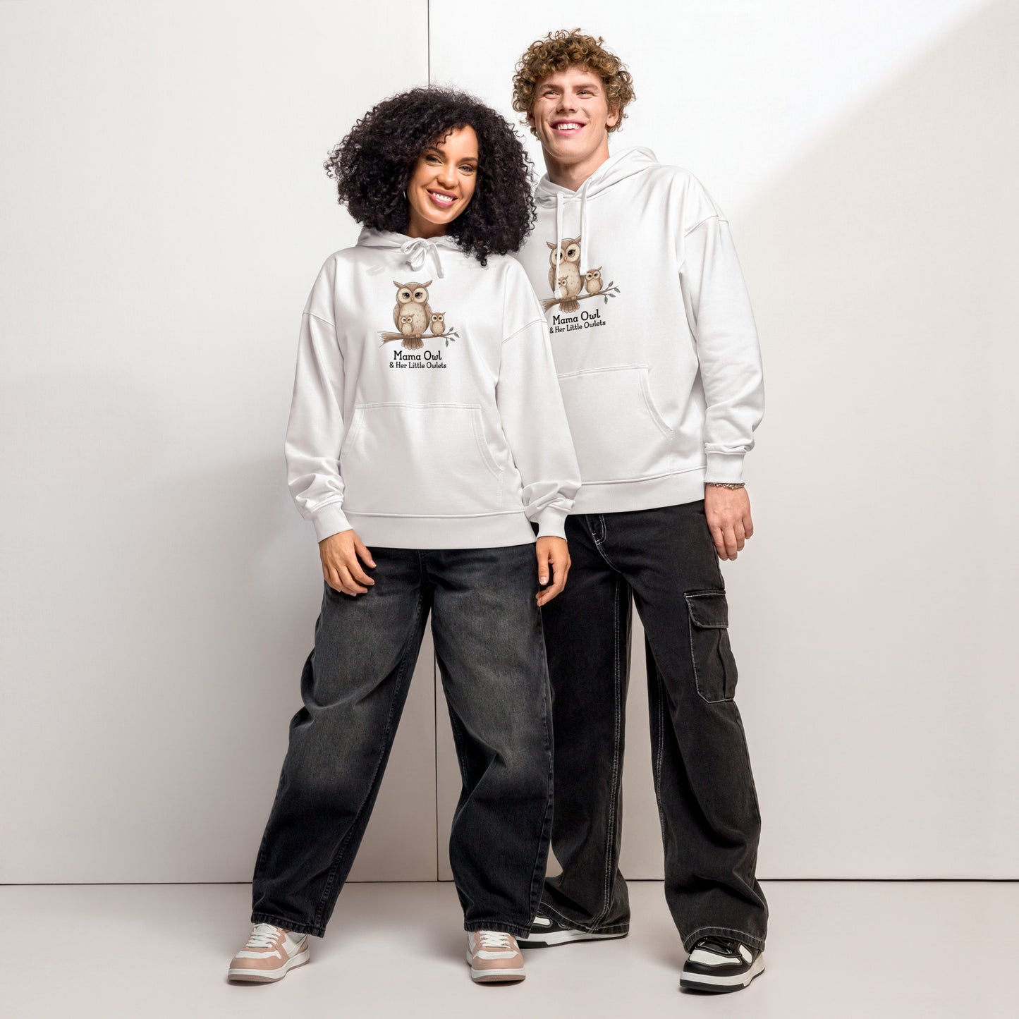 Unisex Organic Relaxed Hoodie – Owl-Themed Eco-Friendly & Sustainable Dudeily