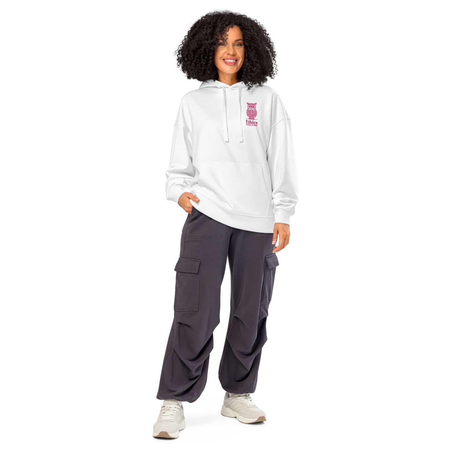 Owl Unisex Organic Relaxed Hoodie – "Ethics in Every Feather" | Sustainable Fashion White Dudeily