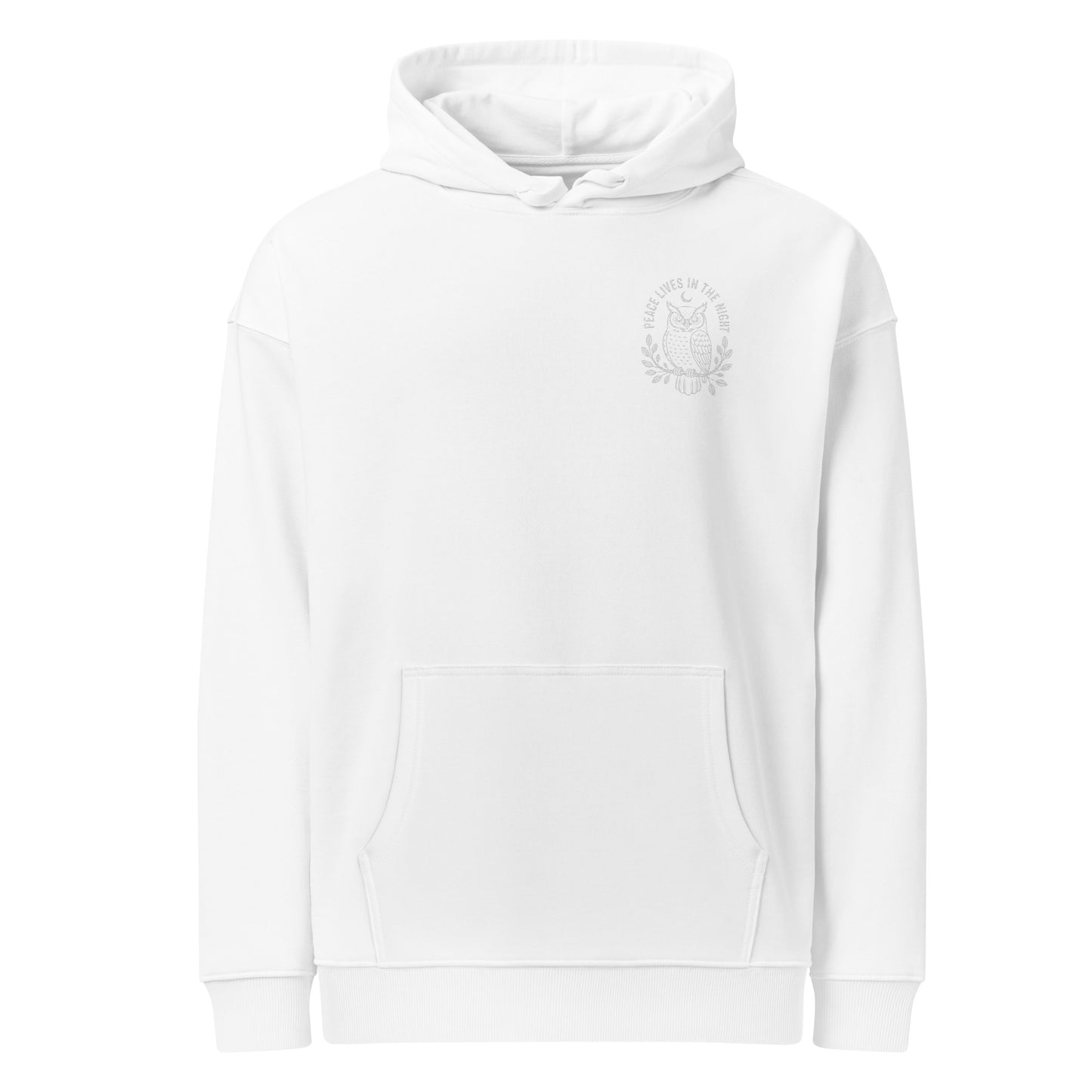 Owl Unisex Organic Relaxed Hoodie – 'Peace Lives in the Night' in Fall | Sustainable Fashion Dudeily