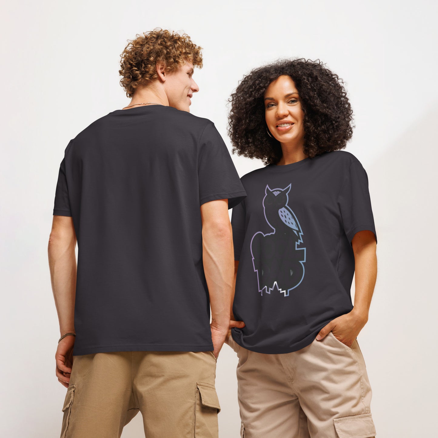 Unisex Organic Ribbed Neck T-Shirt – Owl-Themed Eco-Friendly Style by Dudeily Dudeily