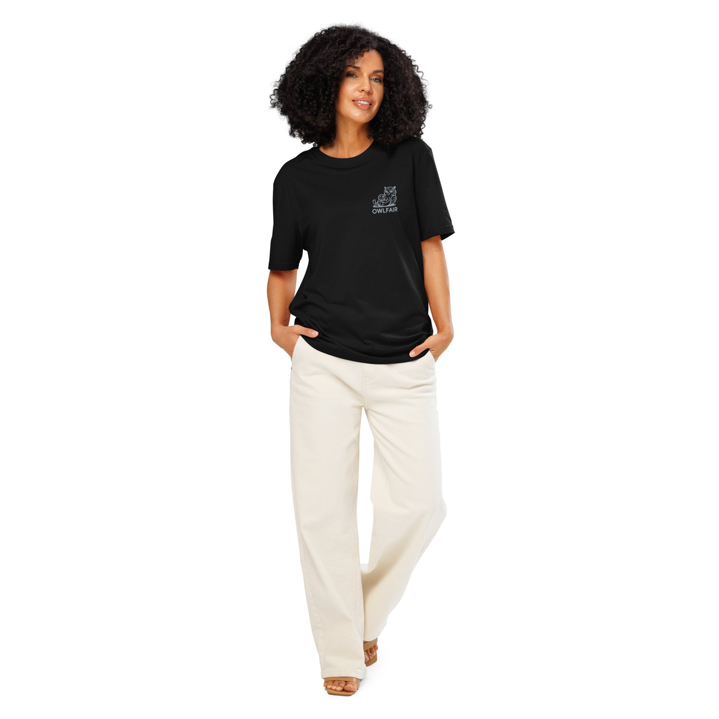 Unisex Organic Ribbed Neck T-Shirt | Owl-Themed Sustainable Fashion for Eco-Conscious Shoppers Black Dudeily