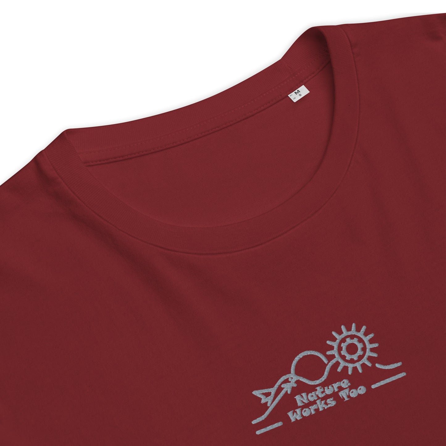 Unisex Organic Ribbed Neck T-Shirt: Nature Works Too | Owl Embroidered Sustainable Fashion USA Dudeily