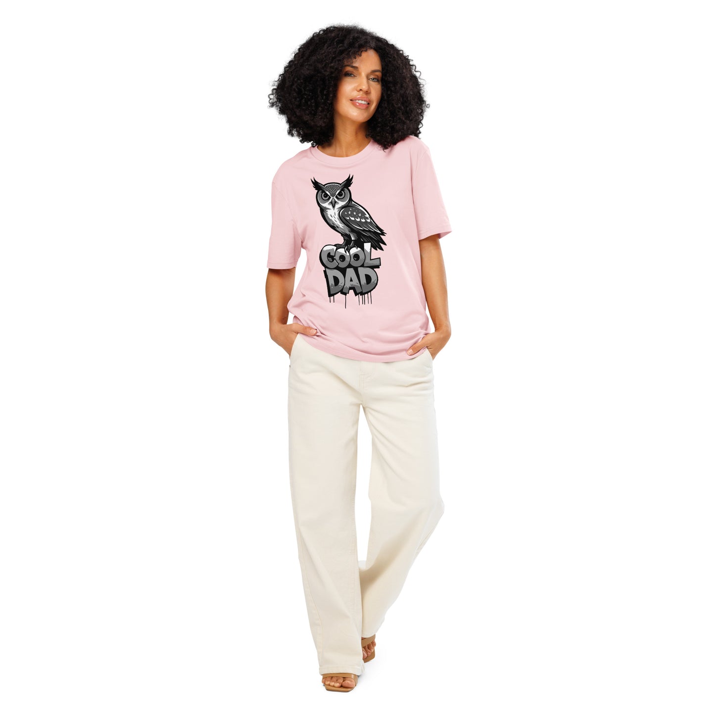 Unisex Organic Ribbed Neck T-Shirt – Owl-Themed Sustainable Fashion for Father’s Day | Dudeily Cotton Pink Dudeily