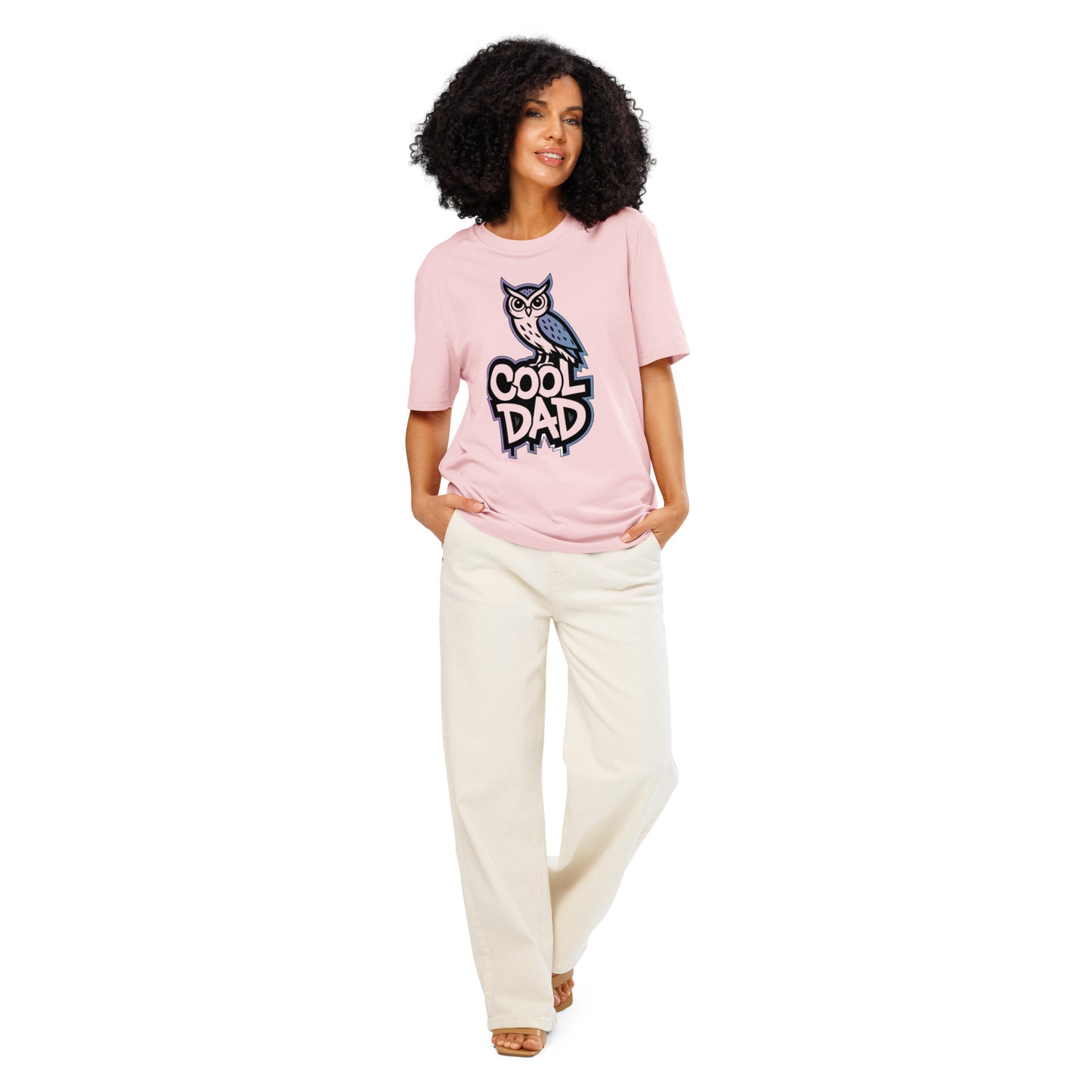 Unisex Organic Ribbed Neck T-Shirt – Owl-Themed Eco-Friendly Style by Dudeily Cotton Pink Dudeily