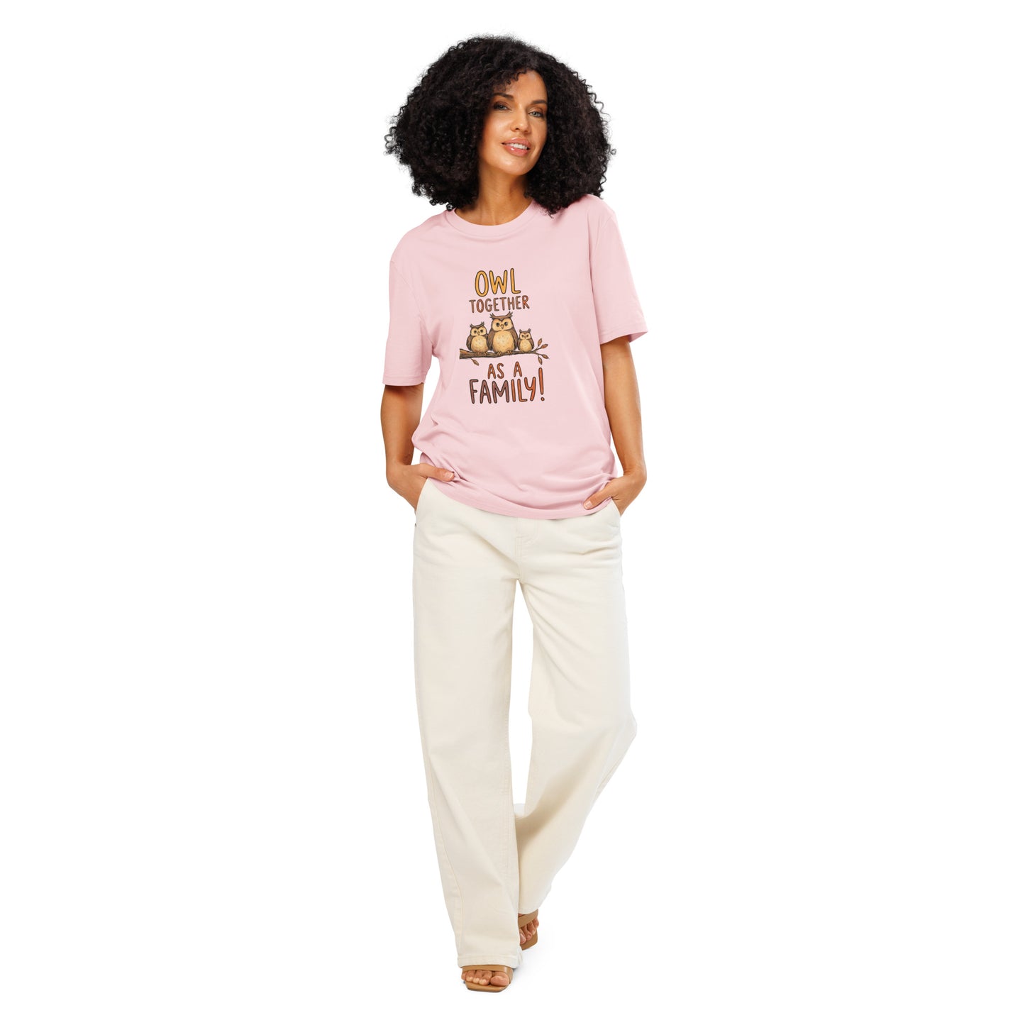 Unisex Organic Ribbed Neck T-Shirt – OwlNest Sustainable Fashion Fit for Family Day Moments Cotton Pink Dudeily