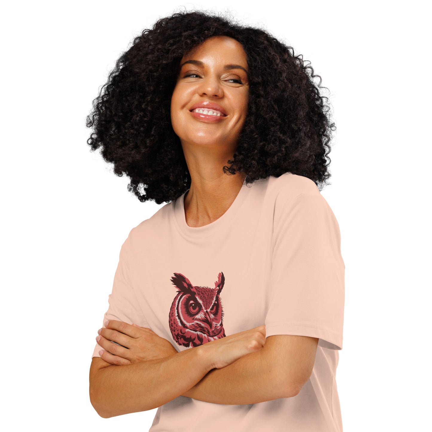 Unisex Organic Ribbed Neck T-Shirt: 'Silent Watcher' | Eco-Friendly Owl Apparel USA Dudeily