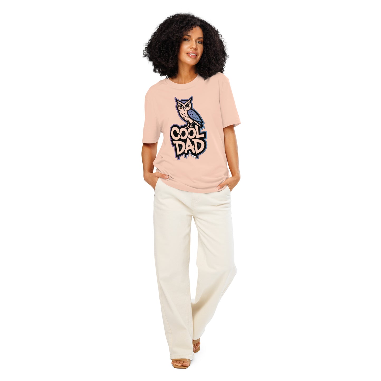 Unisex Organic Ribbed Neck T-Shirt – Owl-Themed Eco-Friendly Style by Dudeily Fraiche Peche Dudeily