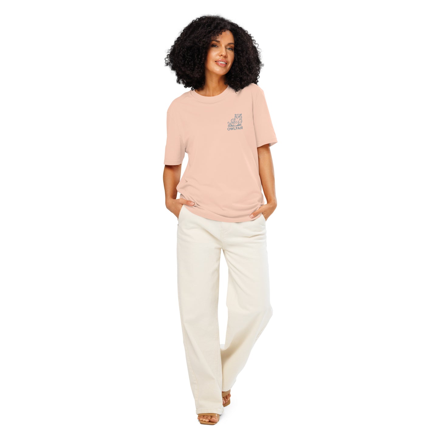 Unisex Organic Ribbed Neck T-Shirt | Owl-Themed Sustainable Fashion for Eco-Conscious Shoppers Fraiche Peche Dudeily