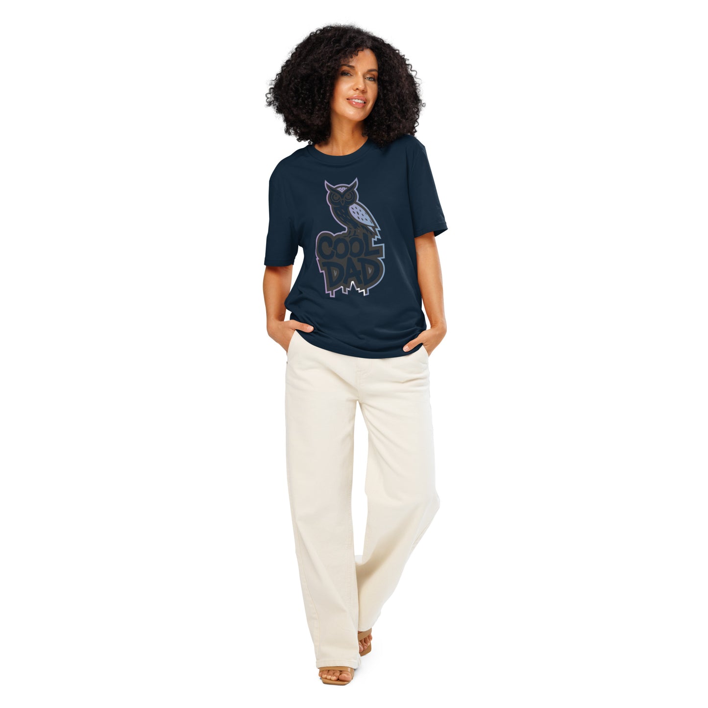 Unisex Organic Ribbed Neck T-Shirt – Owl-Themed Eco-Friendly Style by Dudeily French Navy Dudeily