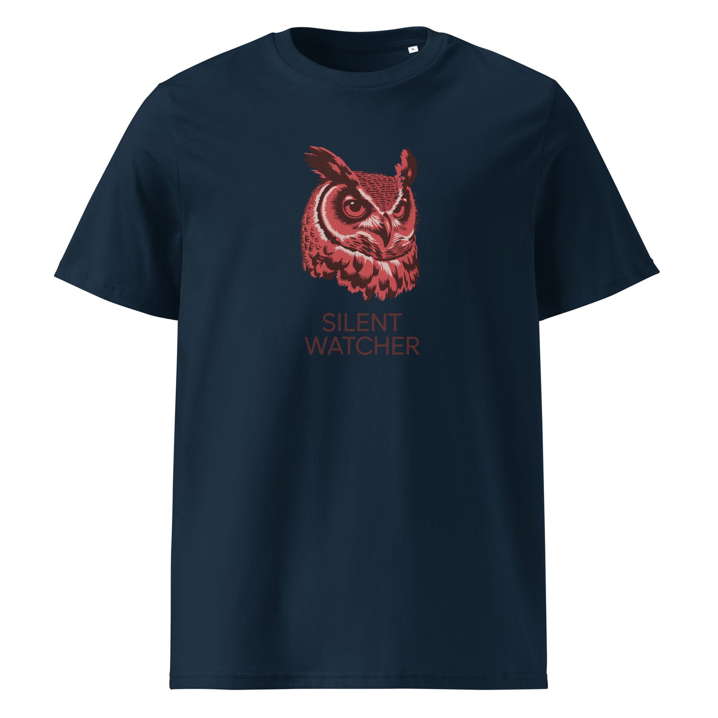 Unisex Organic Ribbed Neck T-Shirt: 'Silent Watcher' | Eco-Friendly Owl Apparel USA Dudeily