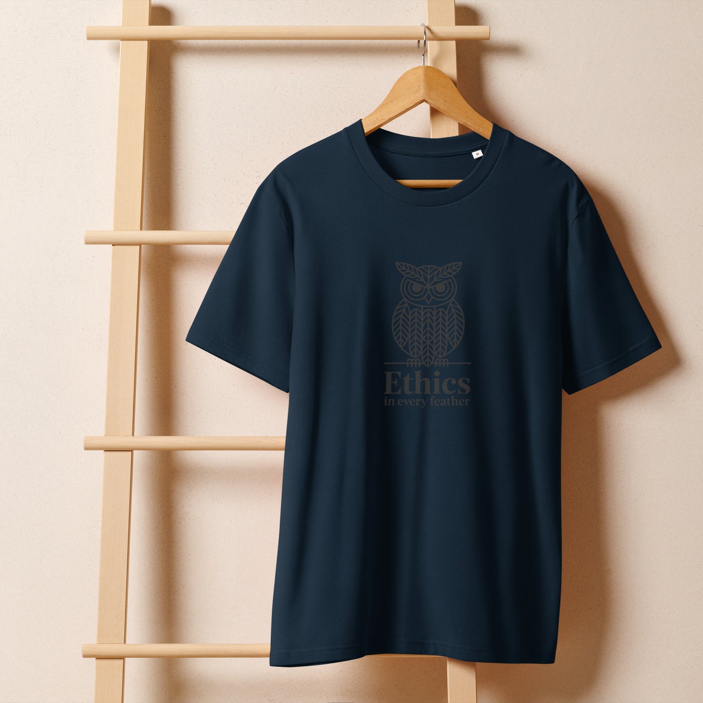Unisex Organic Ribbed Neck T-Shirt: 'Ethics in Every Feather' | Sustainable Owl Fashion USA Dudeily