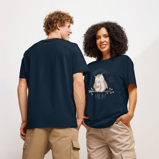 Unisex Organic Ribbed Neck T-Shirt – Owl-Inspired Eco-Friendly Sustainable Tee Dudeily