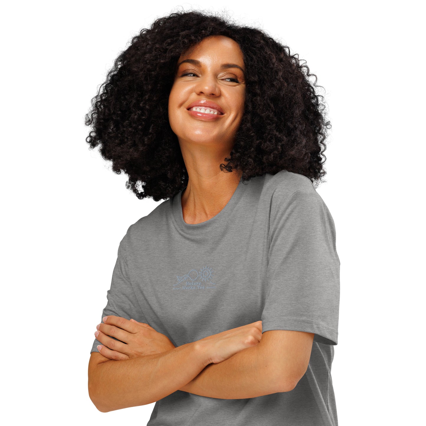 Unisex Organic Ribbed Neck T-Shirt: Nature Works Too | Owl Embroidered Sustainable Fashion USA Dudeily