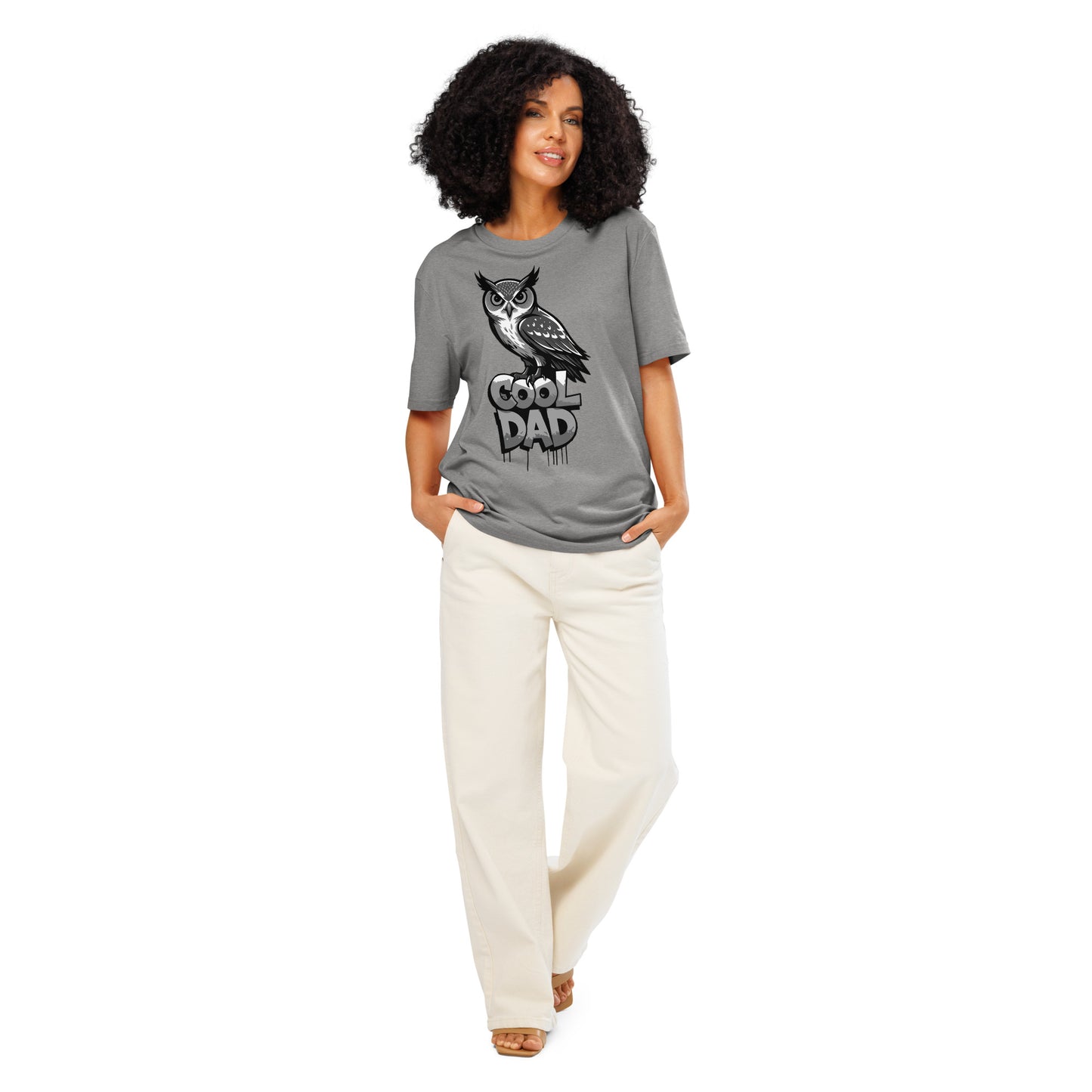 Unisex Organic Ribbed Neck T-Shirt – Owl-Themed Sustainable Fashion for Father’s Day | Dudeily Heather Grey Dudeily