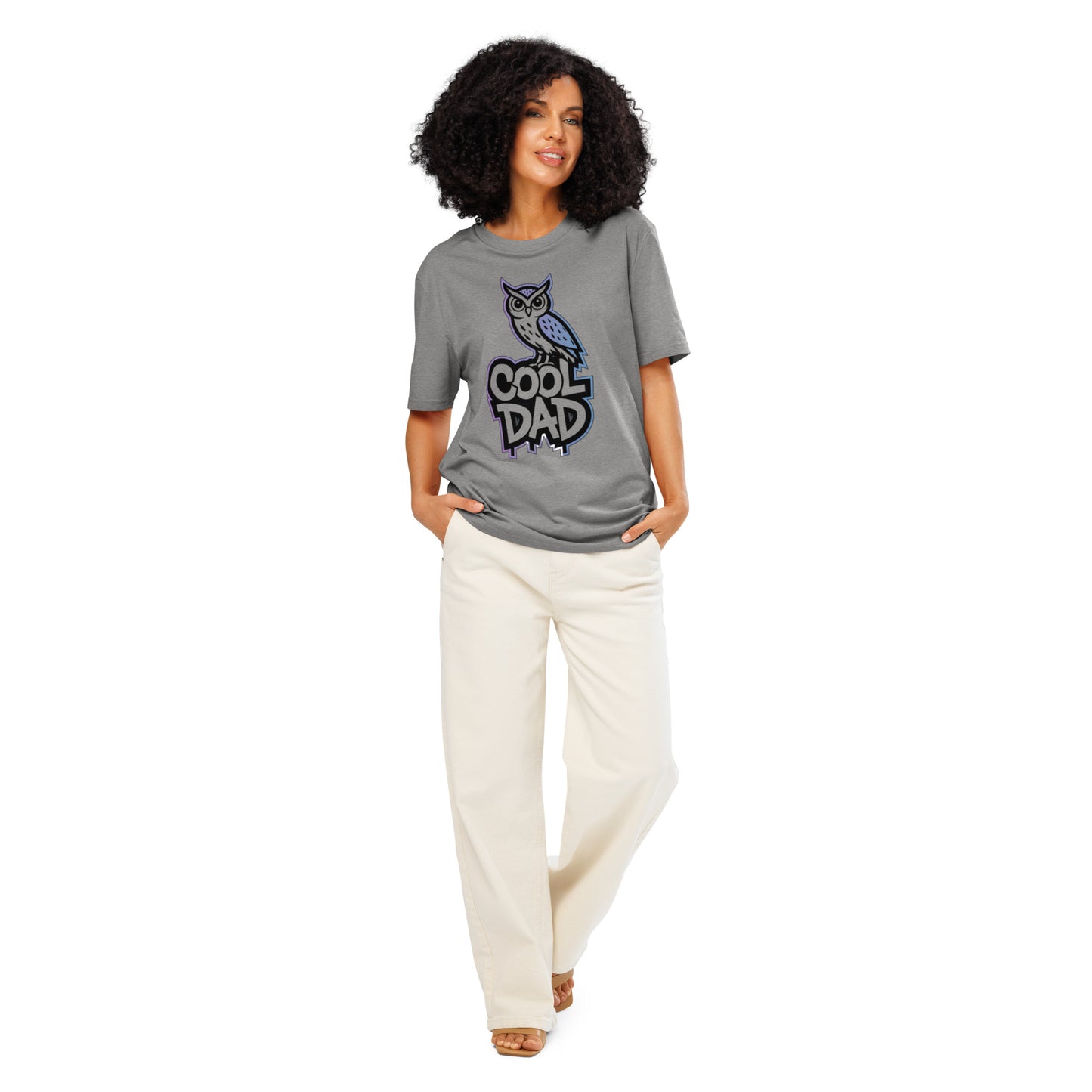 Unisex Organic Ribbed Neck T-Shirt – Owl-Themed Eco-Friendly Style by Dudeily Heather Grey Dudeily