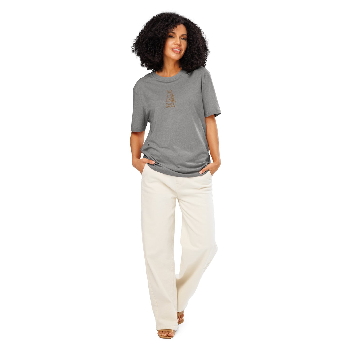 Unisex Organic Ribbed Neck T-Shirt | Owl-Themed Sustainable Eco Fashion for Ethical Nature Lovers USA Heather Grey Dudeily