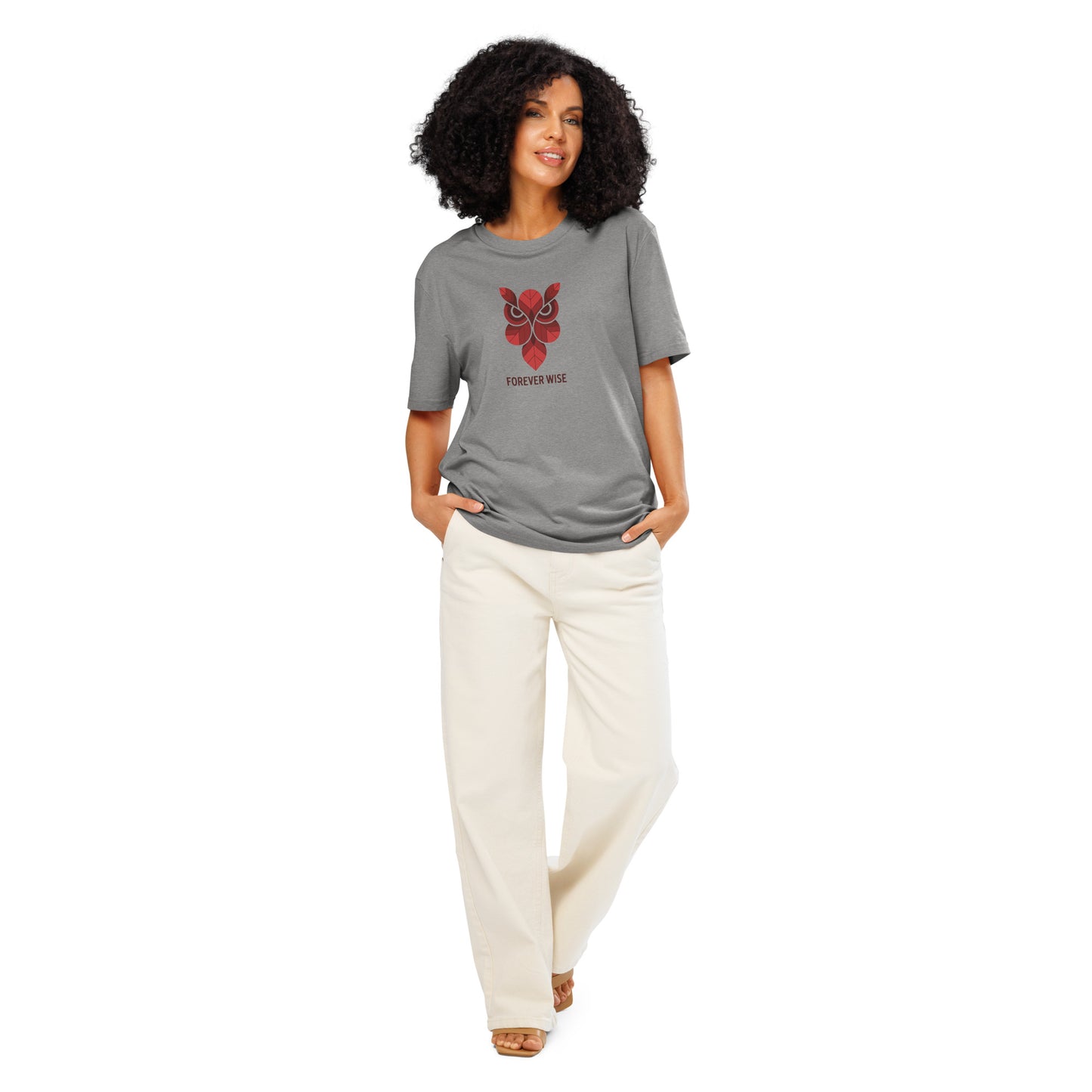 Unisex Organic Ribbed Neck T-Shirt: 'Forever Wise' | Sustainable Owl Fashion USA Heather Grey Dudeily
