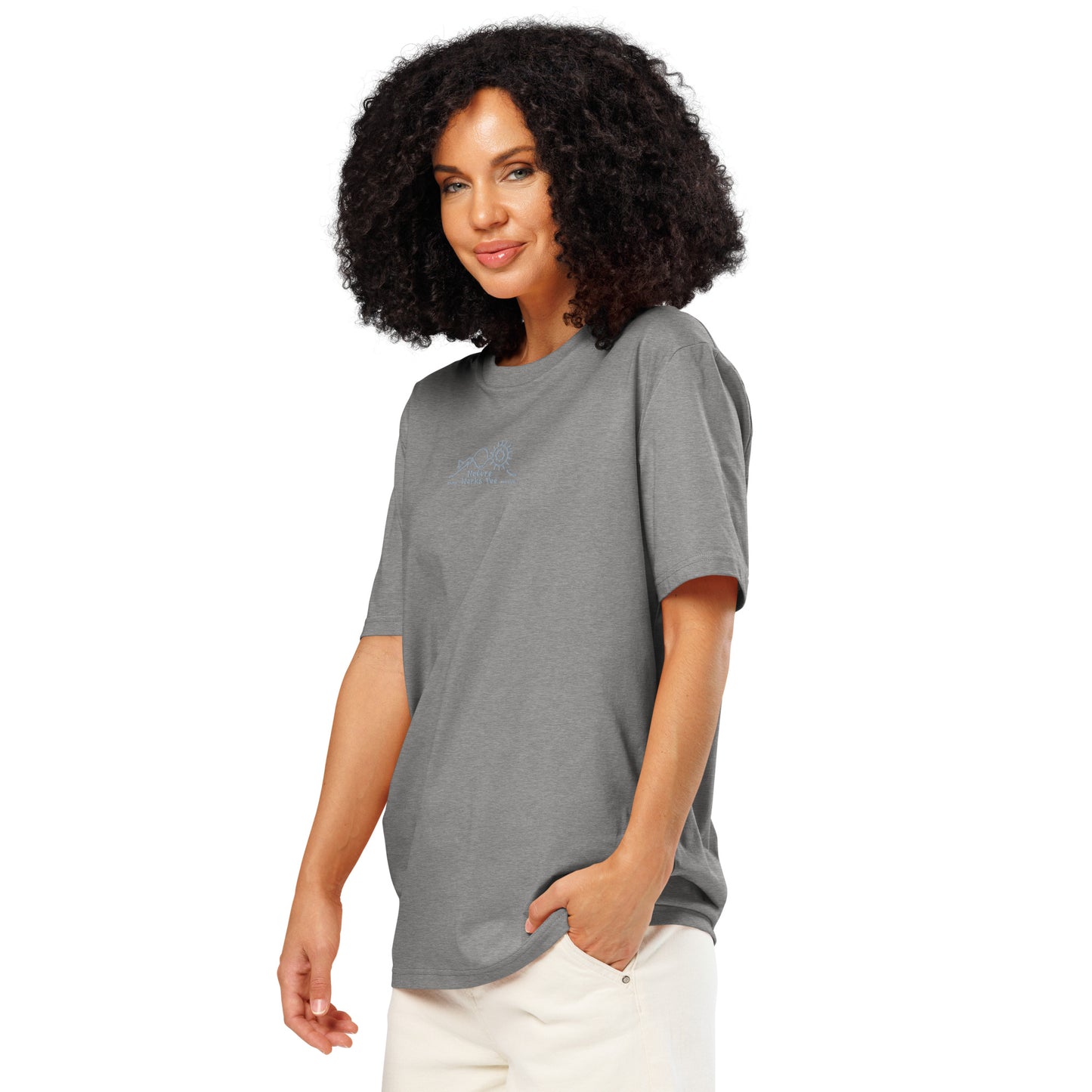 Unisex Organic Ribbed Neck T-Shirt: Nature Works Too | Owl Embroidered Sustainable Fashion USA Dudeily