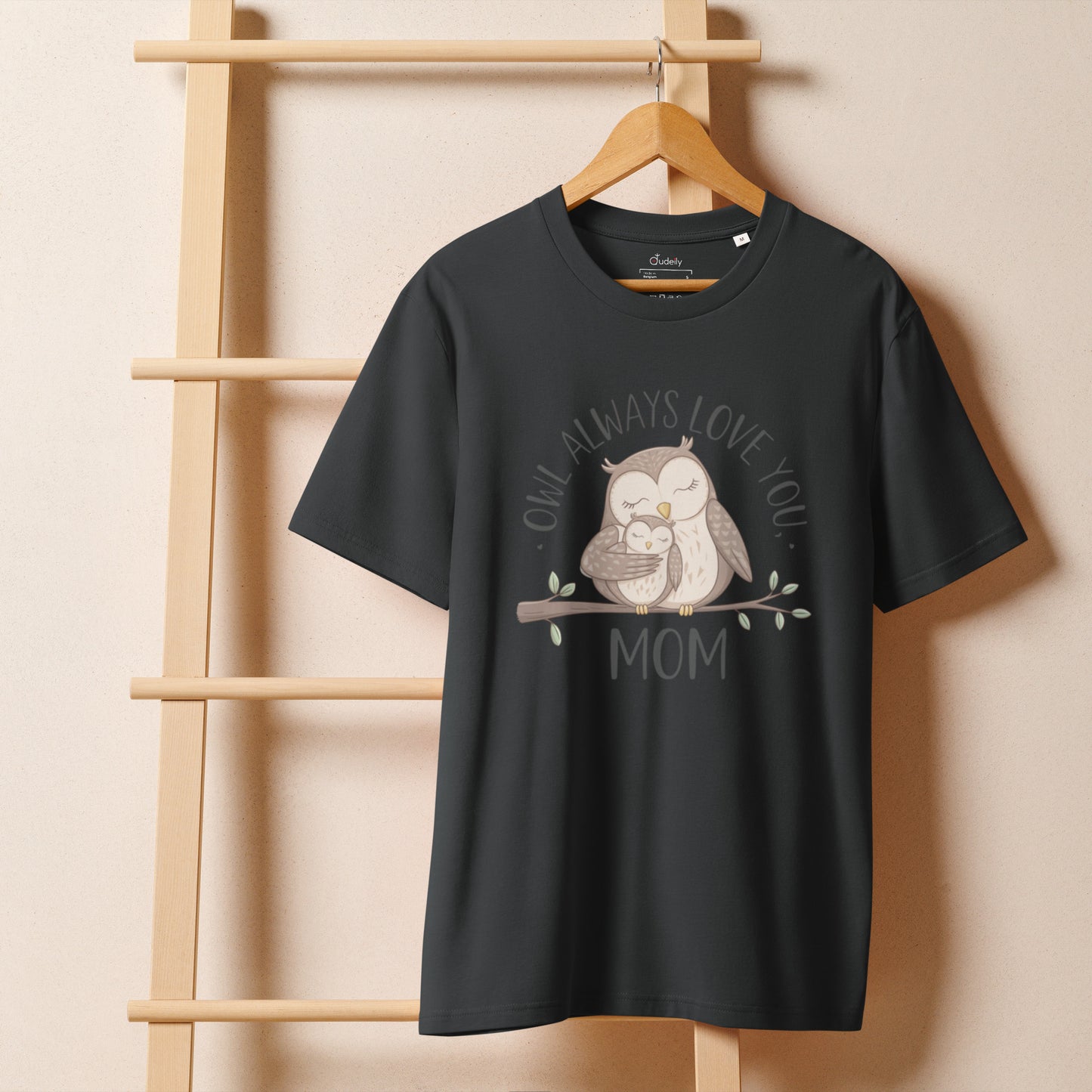 Unisex Organic Ribbed Neck T-Shirt – Owl-Inspired Eco-Friendly Sustainable Tee India Ink Grey Dudeily