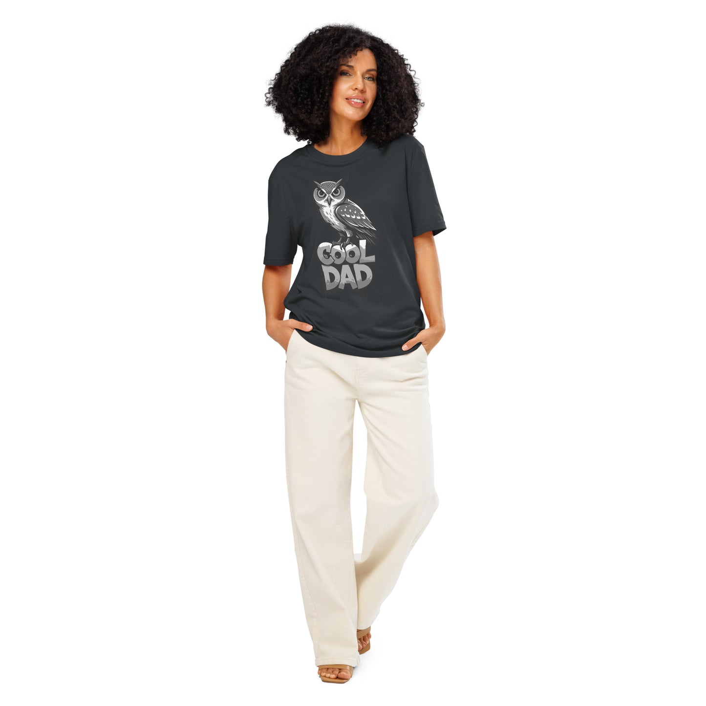 Unisex Organic Ribbed Neck T-Shirt – Owl-Themed Sustainable Fashion for Father’s Day | Dudeily India Ink Grey Dudeily
