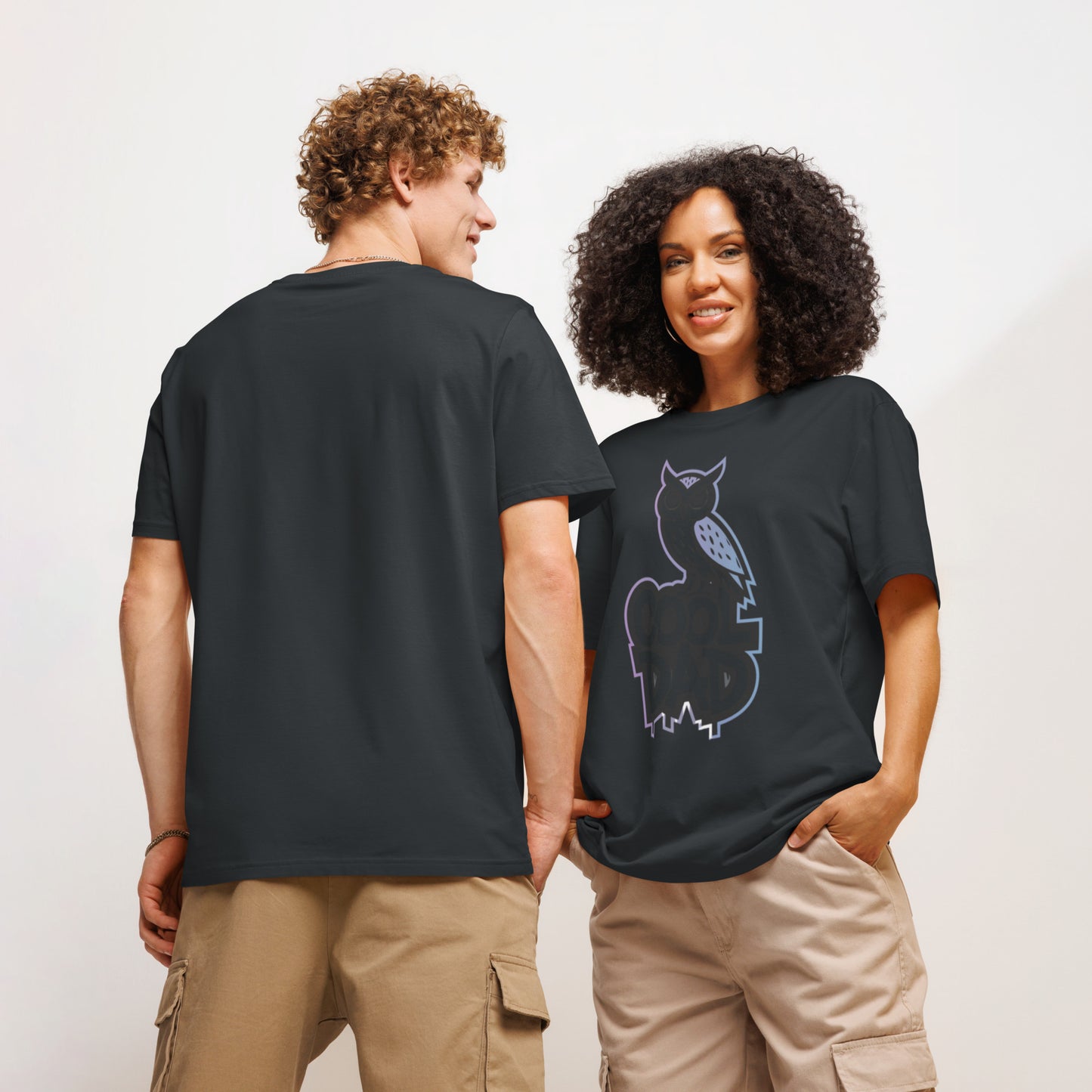 Unisex Organic Ribbed Neck T-Shirt – Owl-Themed Eco-Friendly Style by Dudeily Dudeily