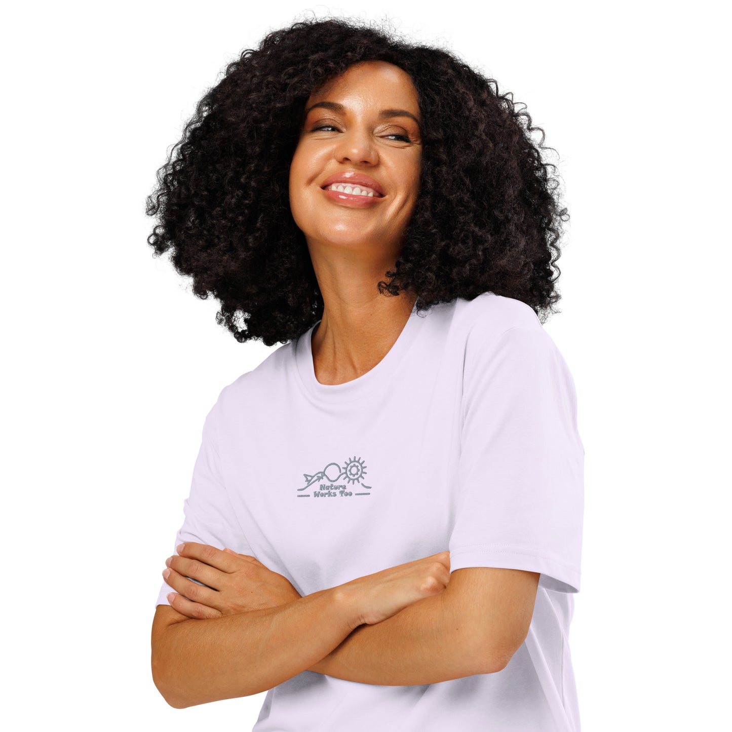 Unisex Organic Ribbed Neck T-Shirt: Nature Works Too | Owl Embroidered Sustainable Fashion USA Dudeily