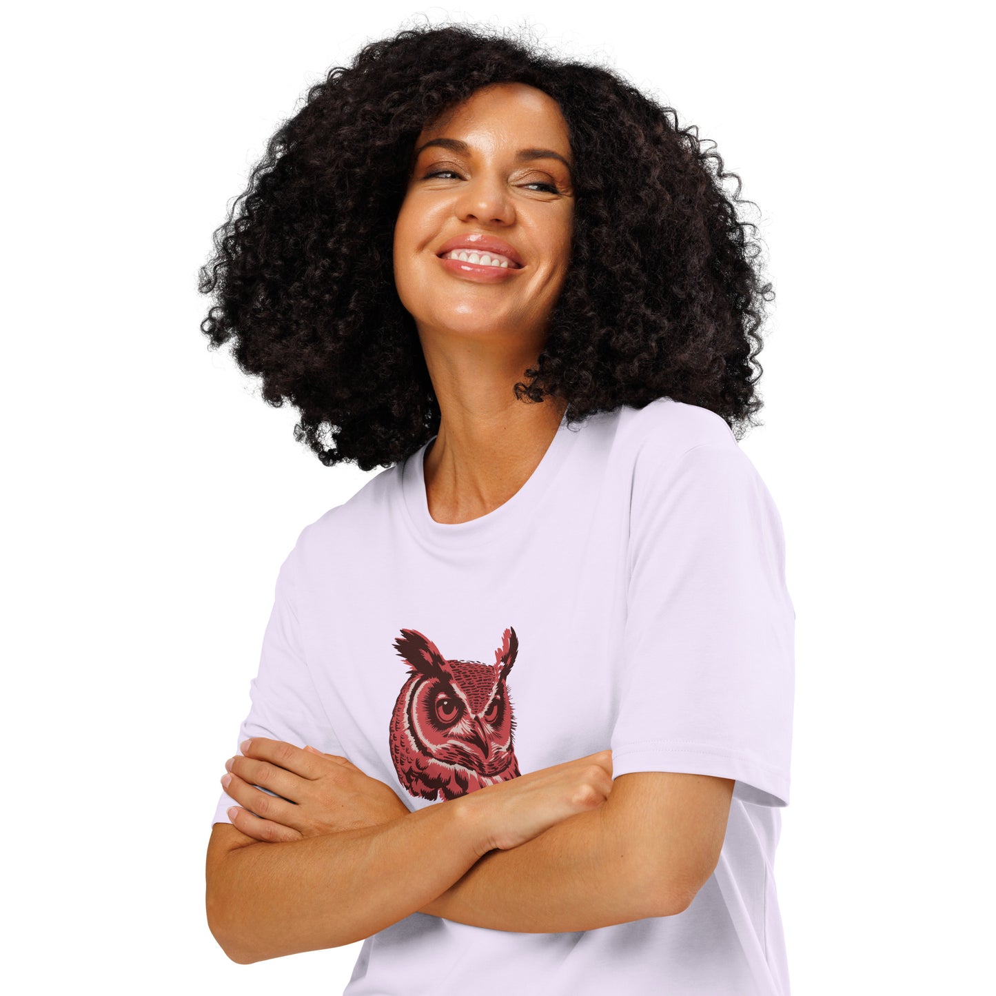 Unisex Organic Ribbed Neck T-Shirt: 'Silent Watcher' | Eco-Friendly Owl Apparel USA Dudeily
