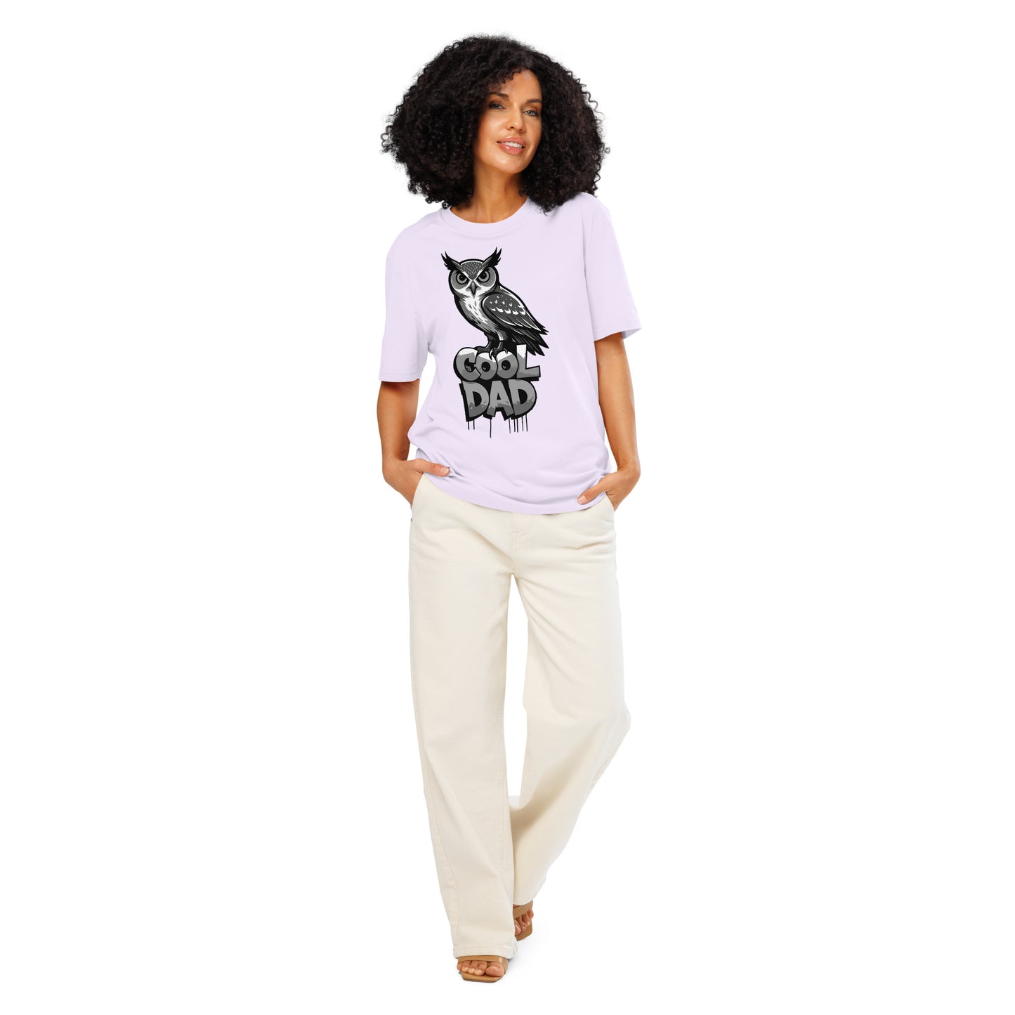 Unisex Organic Ribbed Neck T-Shirt – Owl-Themed Sustainable Fashion for Father’s Day | Dudeily Lavender Dudeily