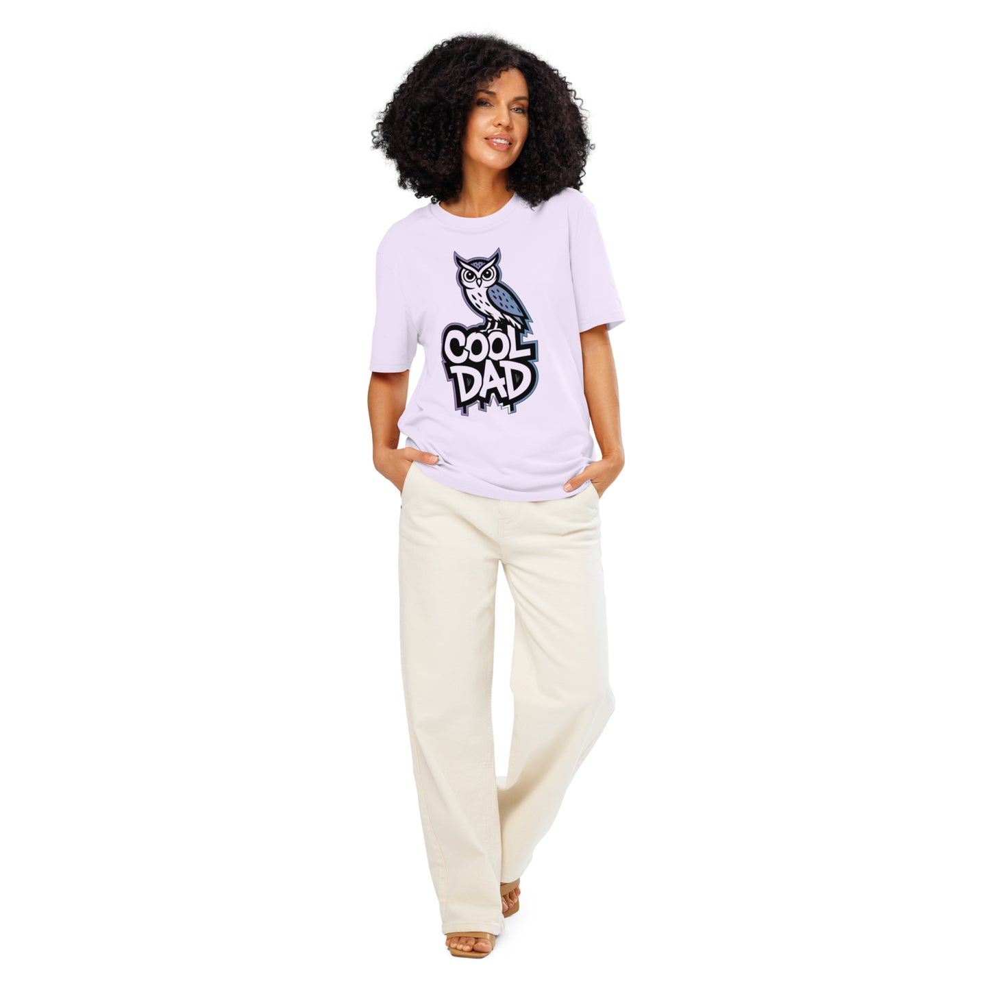 Unisex Organic Ribbed Neck T-Shirt – Owl-Themed Eco-Friendly Style by Dudeily Lavender Dudeily