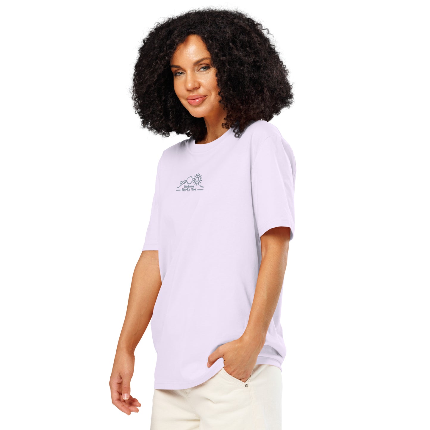 Unisex Organic Ribbed Neck T-Shirt: Nature Works Too | Owl Embroidered Sustainable Fashion USA Dudeily