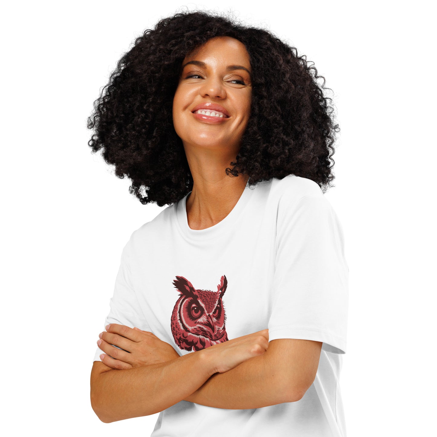 Unisex Organic Ribbed Neck T-Shirt: 'Silent Watcher' | Eco-Friendly Owl Apparel USA Dudeily