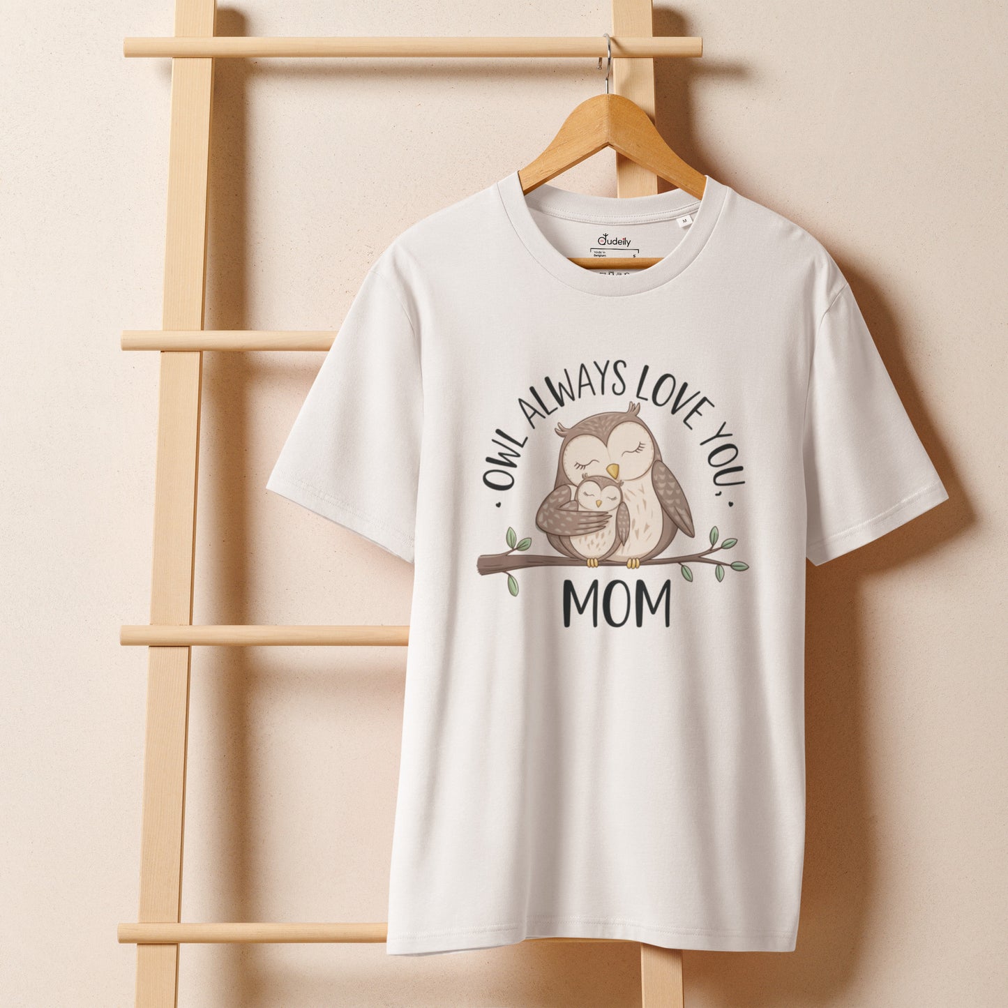 Unisex Organic Ribbed Neck T-Shirt – Owl-Inspired Eco-Friendly Sustainable Tee White Dudeily