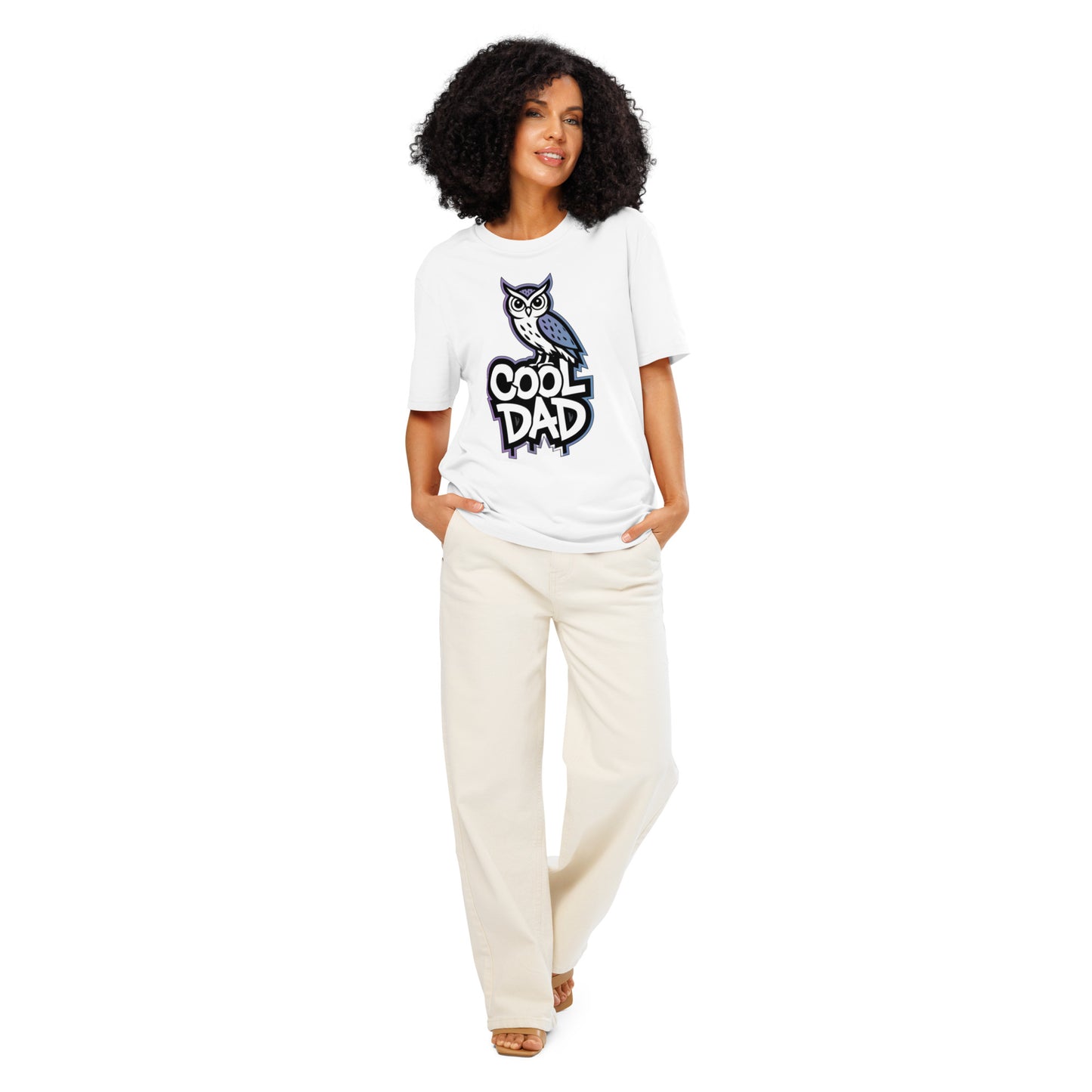 Unisex Organic Ribbed Neck T-Shirt – Owl-Themed Eco-Friendly Style by Dudeily White Dudeily
