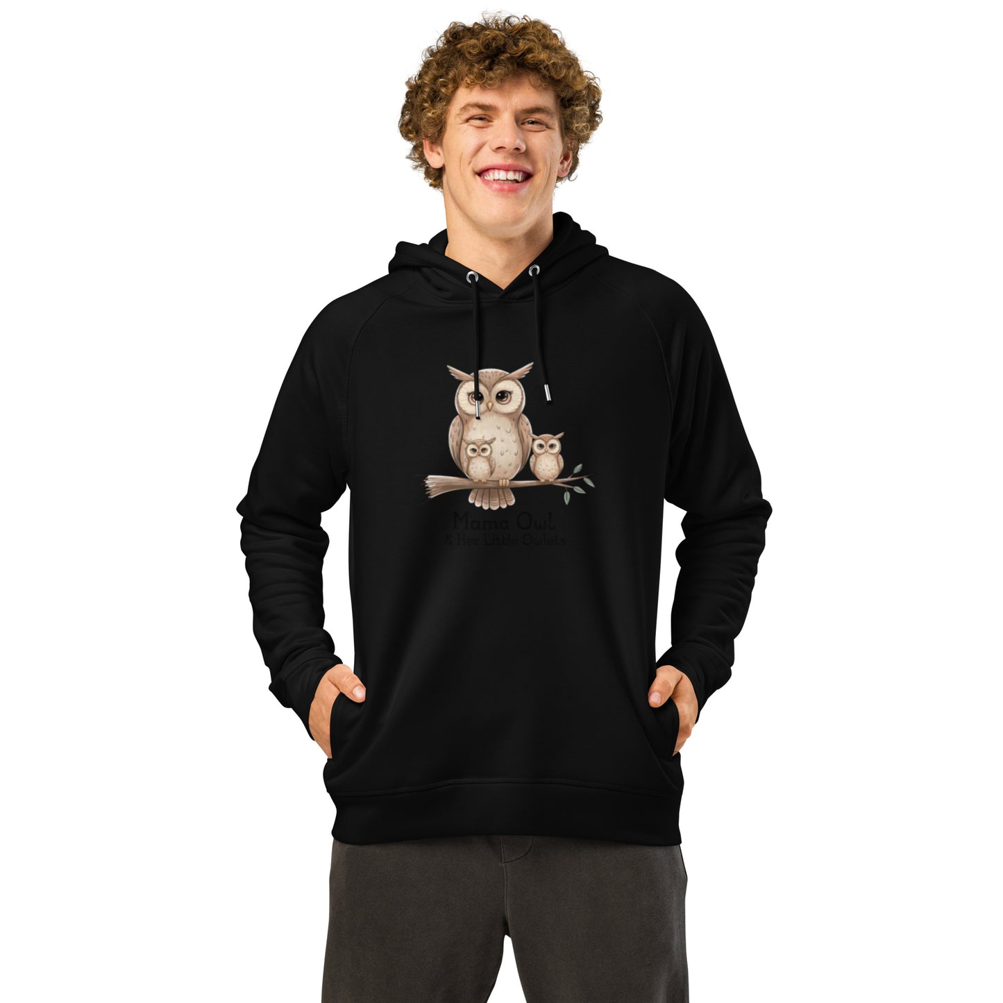 Unisex Organic Side Pocket Hoodie – Owl-Themed Eco-Friendly & Sustainable Dudeily