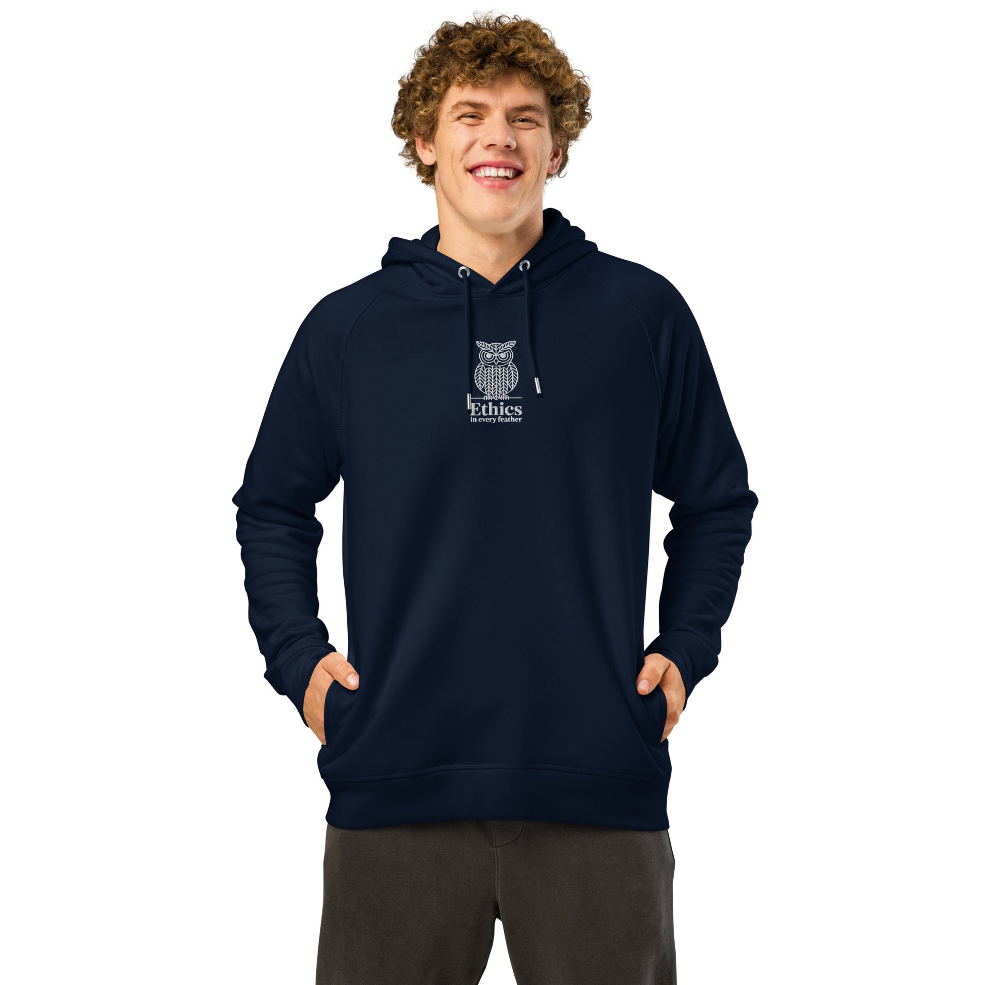 Owl Unisex Organic Side Pocket Hoodie – "Ethics in Every Feather" | Sustainable Fashion Dudeily