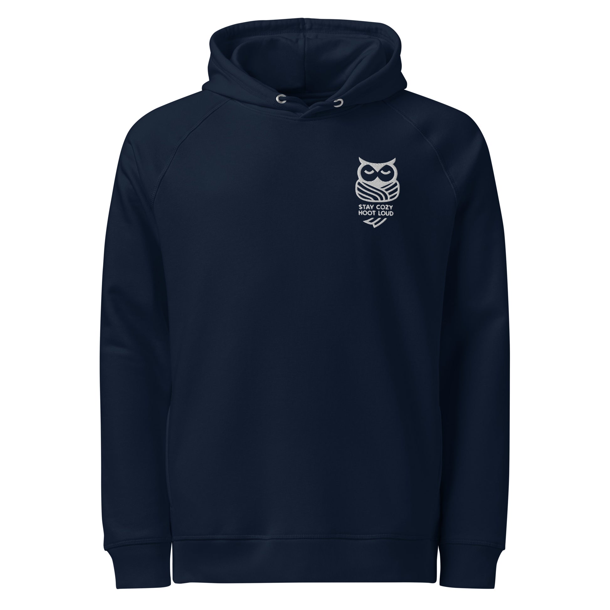 Owl Unisex Organic Side Pocket Hoodie: 'Stay Cozy Hoot Loud' in Fall | Sustainable Fashion USA Dudeily