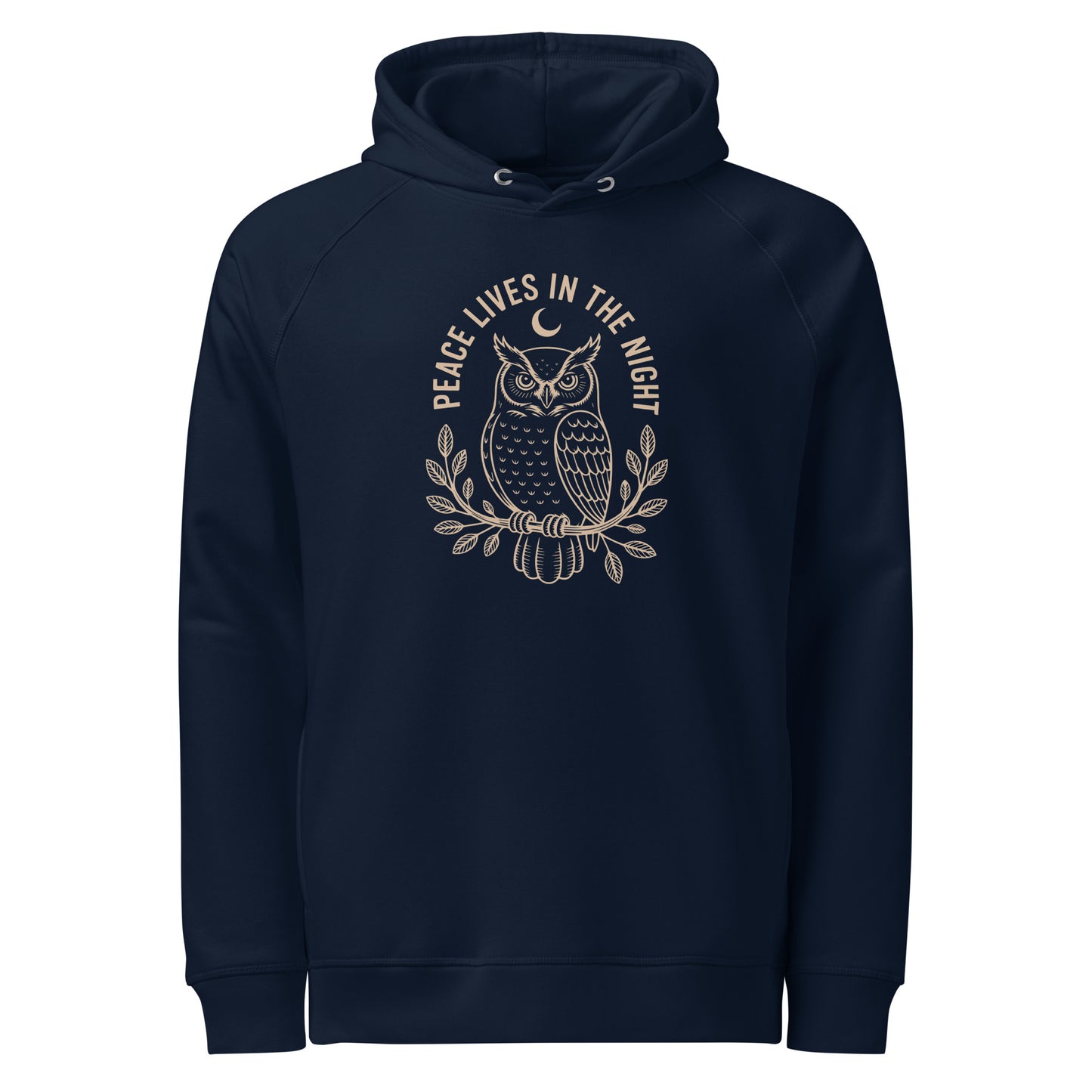 Unisex Organic Side Pocket Hoodie: 'Peace in the Night' in Fall | Sustainable Owl Fashion USA Dudeily