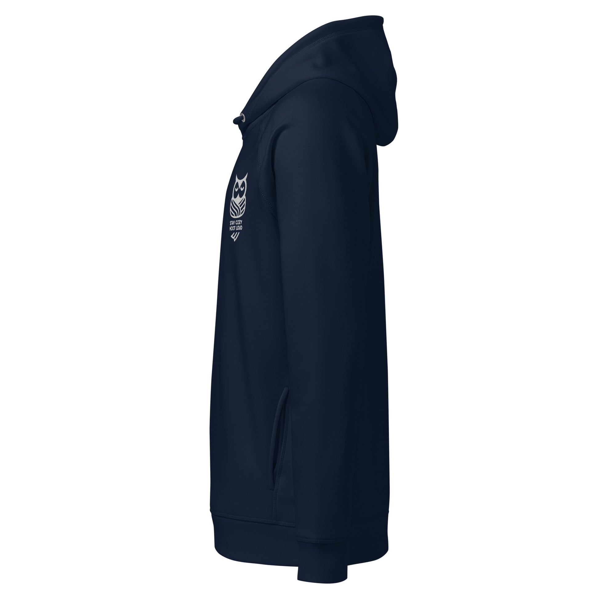 Owl Unisex Organic Side Pocket Hoodie: 'Stay Cozy Hoot Loud' in Fall | Sustainable Fashion USA Dudeily