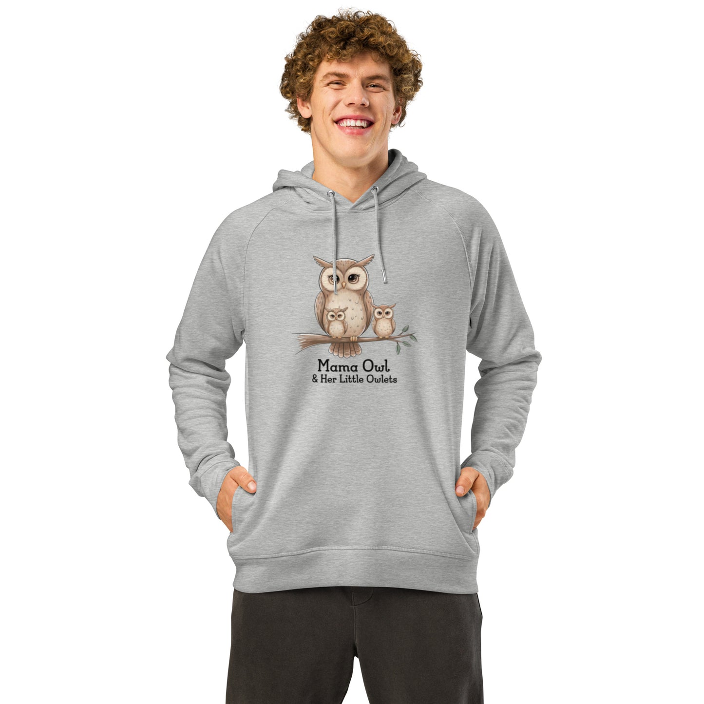 Unisex Organic Side Pocket Hoodie – Owl-Themed Eco-Friendly & Sustainable Dudeily