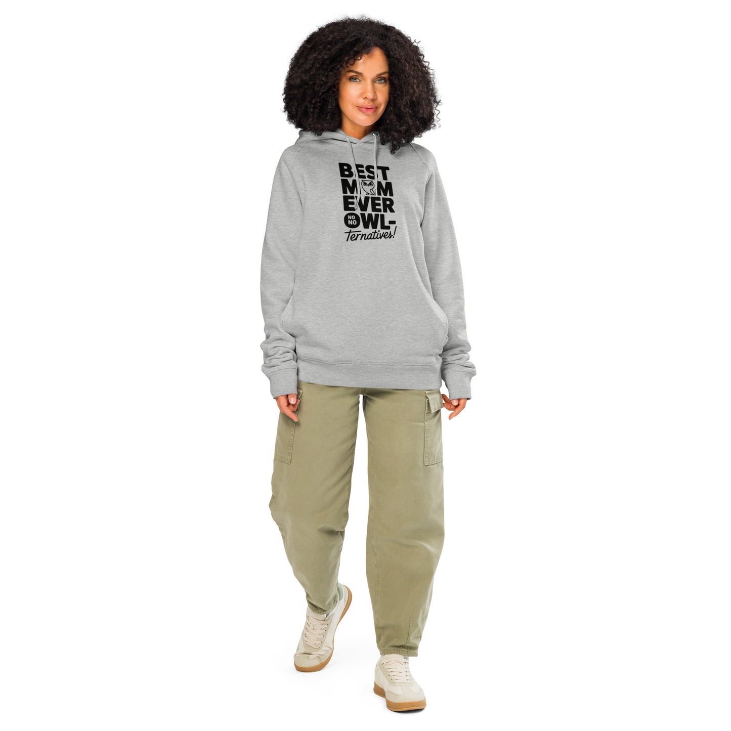 Unisex Organic Side Pocket Hoodie – Owl-Themed Eco-Friendly & Sustainable Heather Grey Dudeily