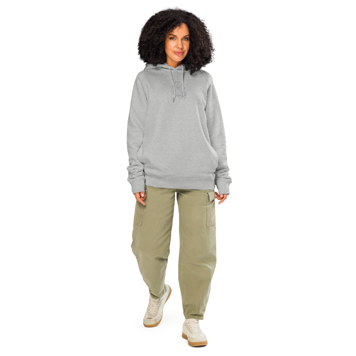 Owl Unisex Organic Side Pocket Hoodie – "Ethics in Every Feather" | Sustainable Fashion Heather Grey Dudeily