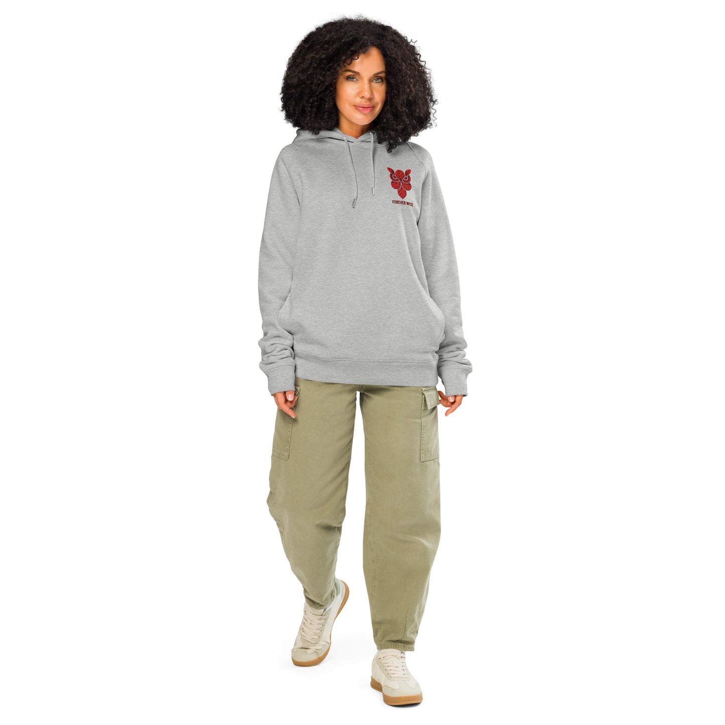Owl Unisex Organic Side Pocket Hoodie: 'Forever Wise' in Fall | Sustainable Fashion USA Heather Grey Dudeily