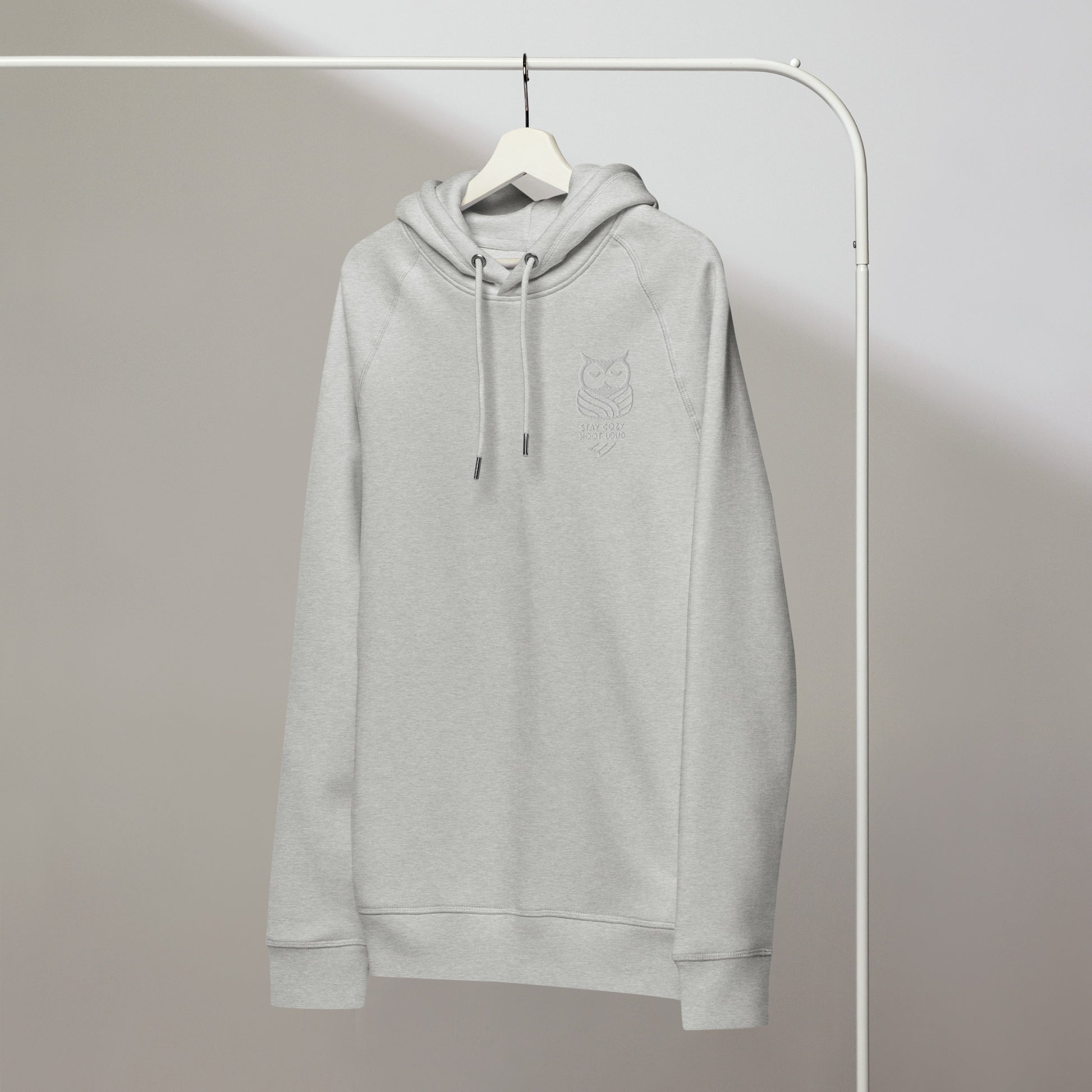 Owl Unisex Organic Side Pocket Hoodie: 'Stay Cozy Hoot Loud' in Fall | Sustainable Fashion USA Dudeily