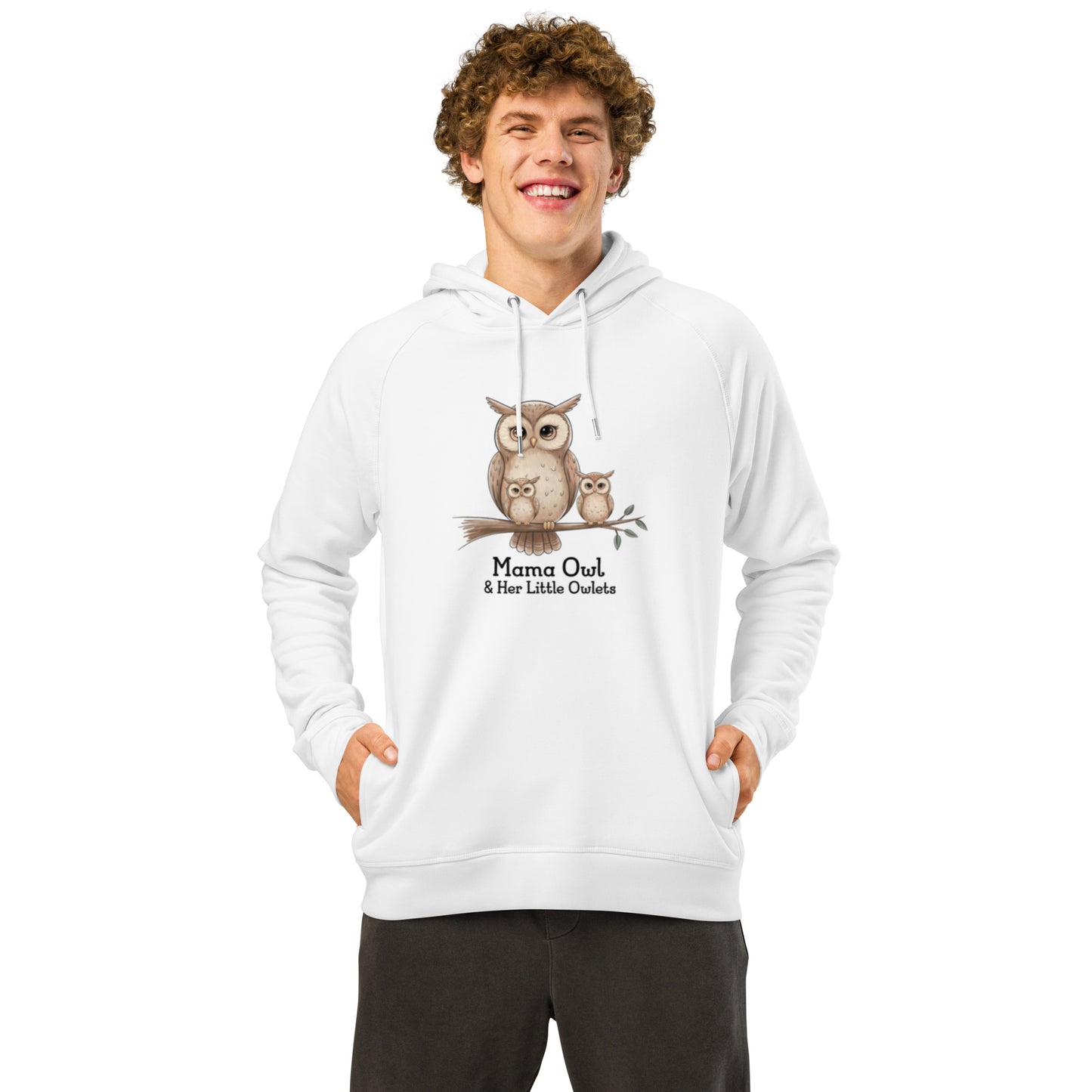 Unisex Organic Side Pocket Hoodie – Owl-Themed Eco-Friendly & Sustainable Dudeily